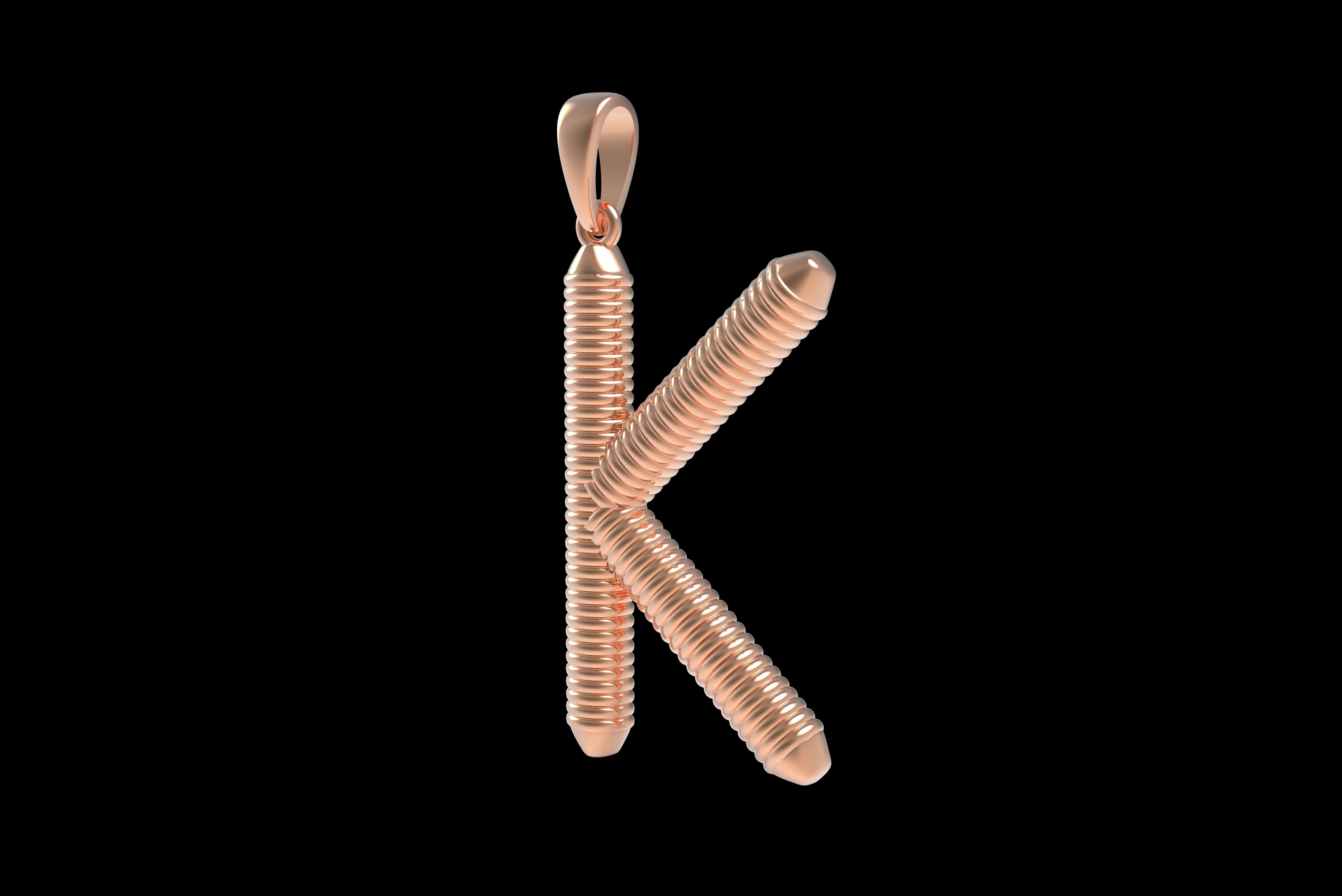 Spiral Initial Letter K Pendant 3D print model_32