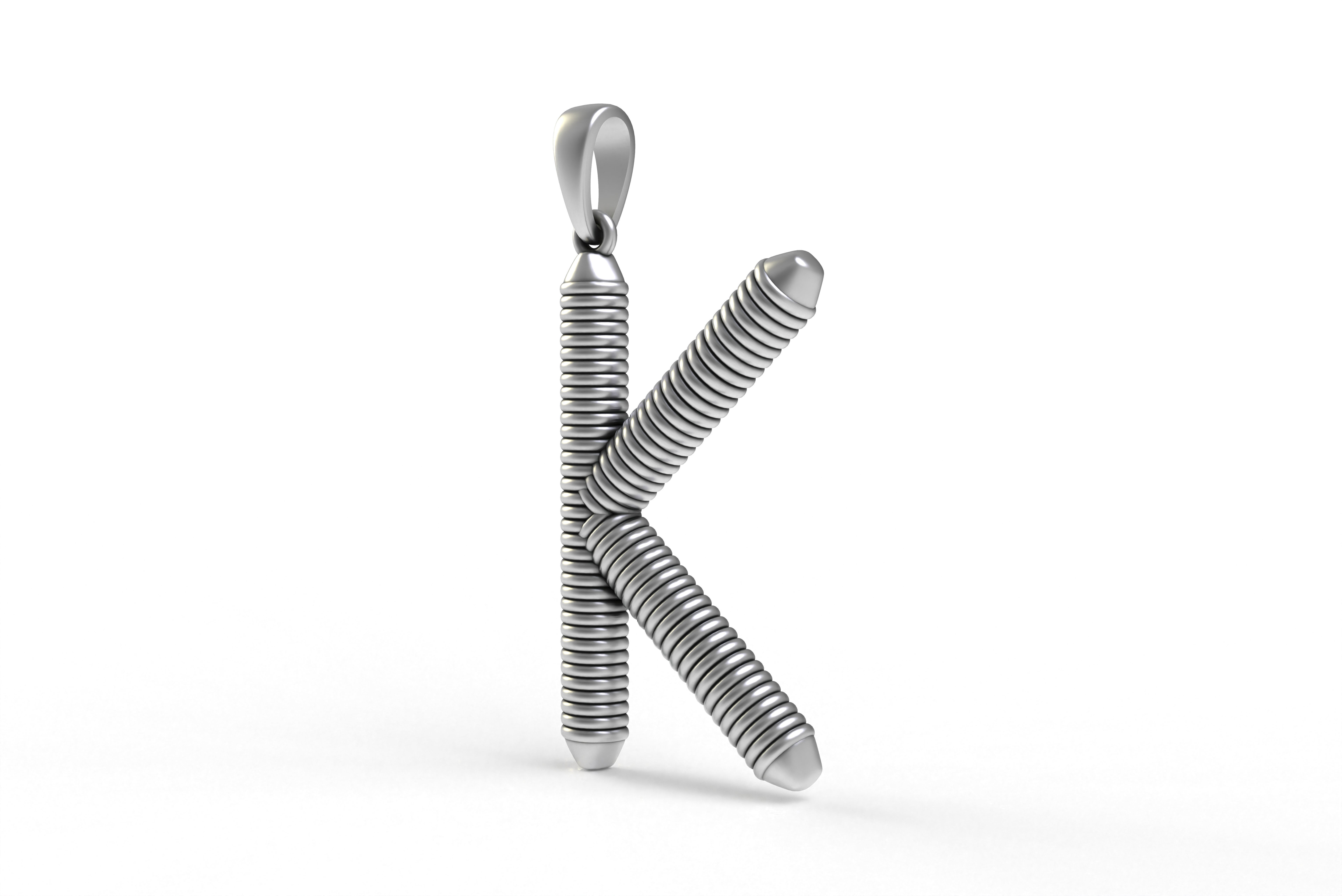 Spiral Initial Letter K Pendant 3D print model_20