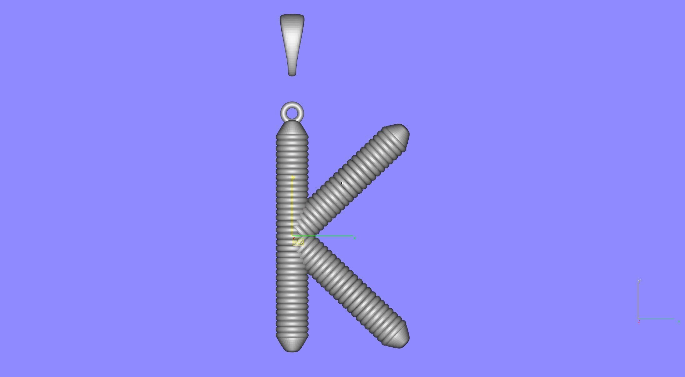Spiral Initial Letter K Pendant 3D print model_35