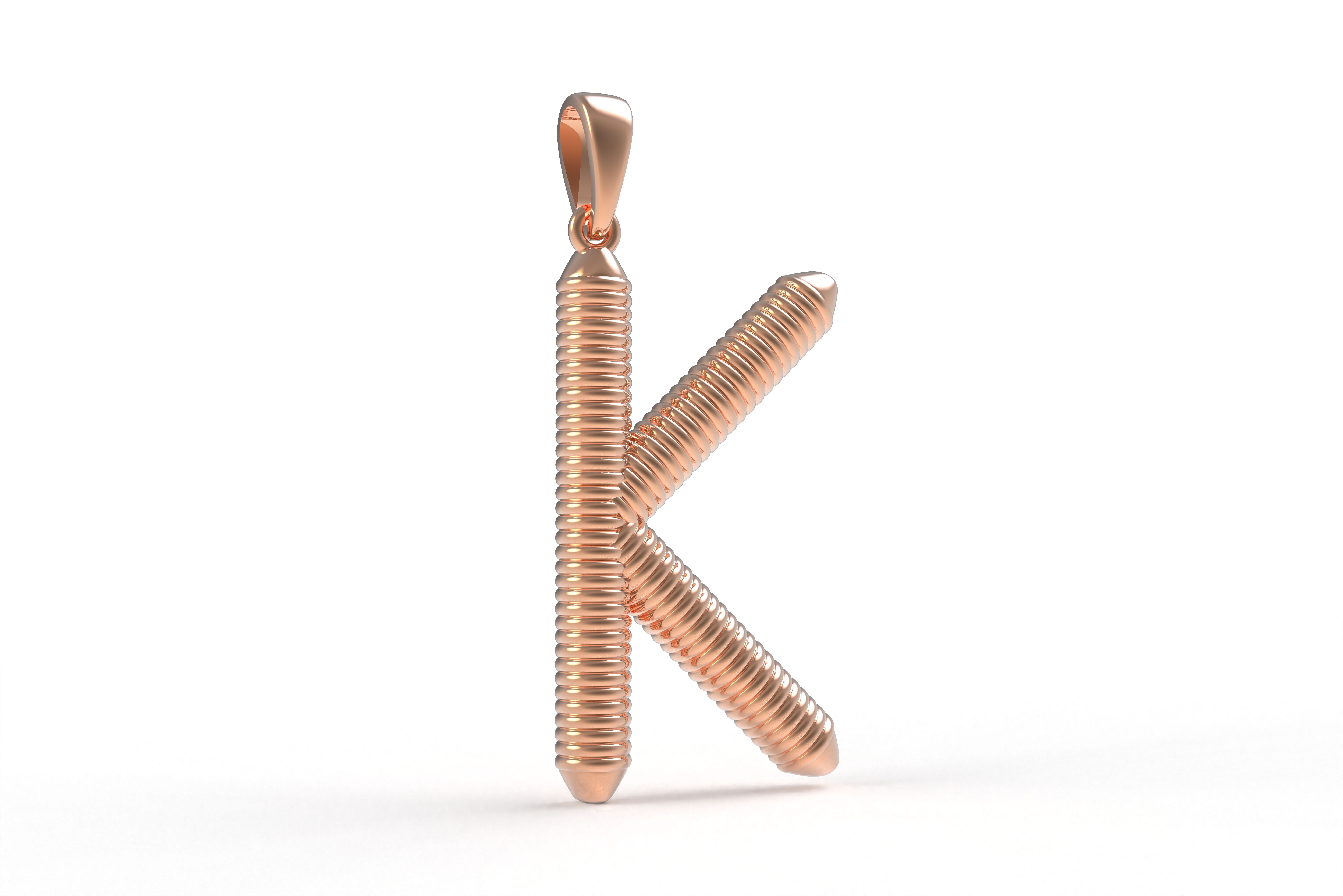 Spiral Initial Letter K Pendant 3D print model_13