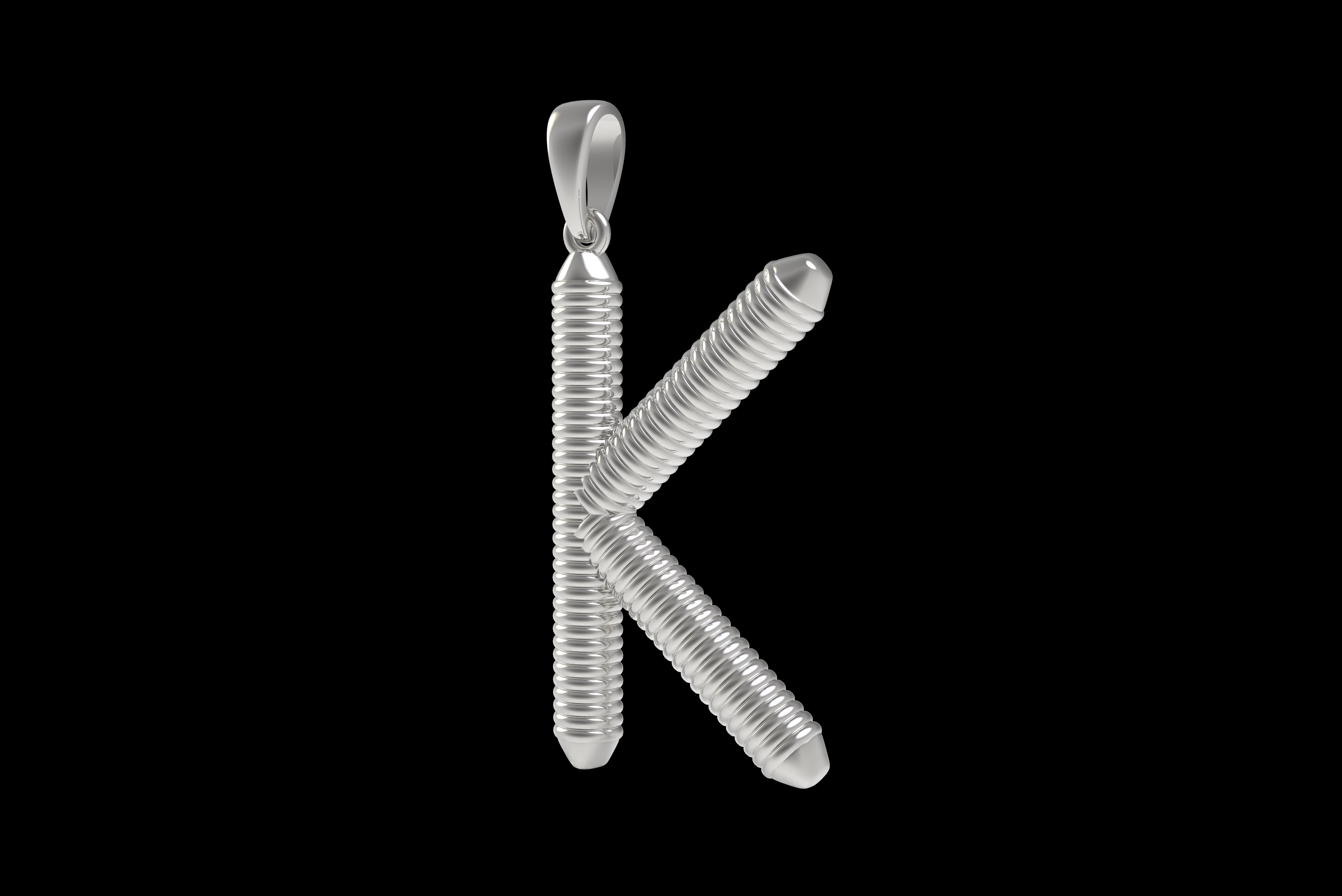 Spiral Initial Letter K Pendant 3D print model_28