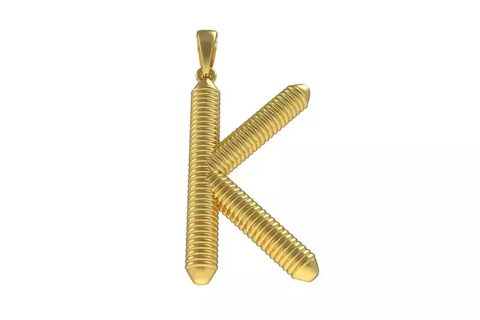 Spiral Initial Letter K Pendant
