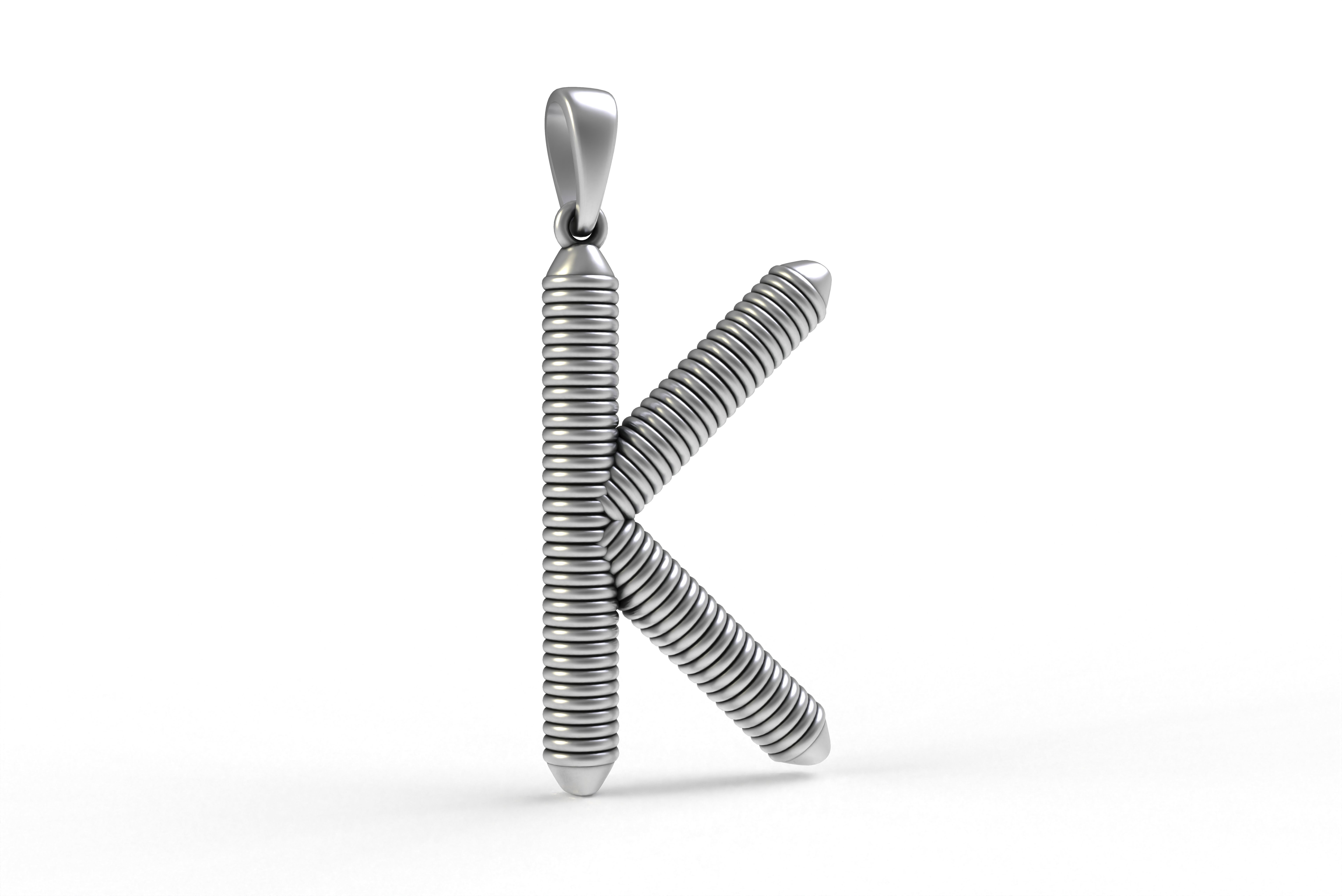 Spiral Initial Letter K Pendant 3D print model_21