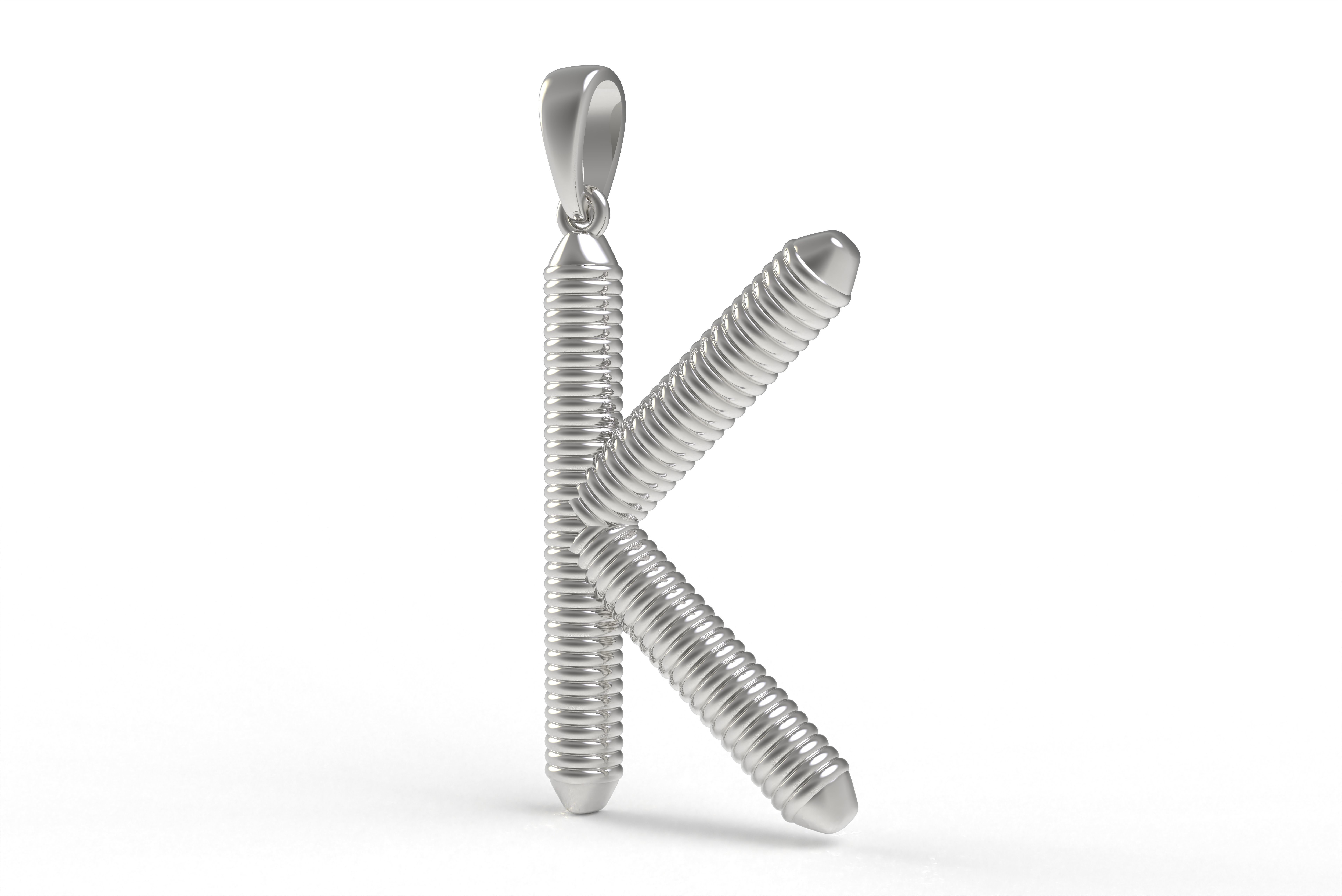 Spiral Initial Letter K Pendant 3D print model_8