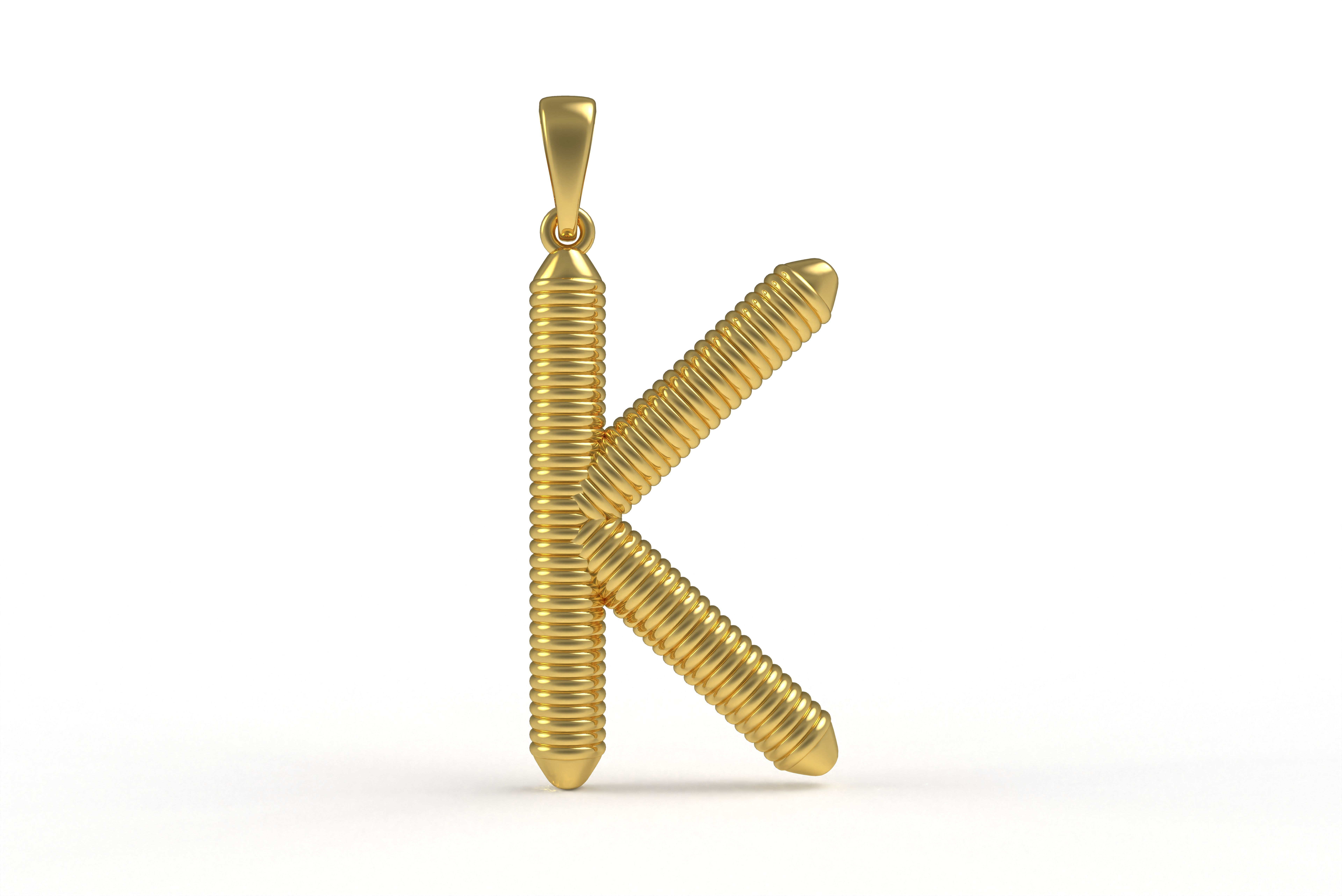 Spiral Initial Letter K Pendant 3D print model_1