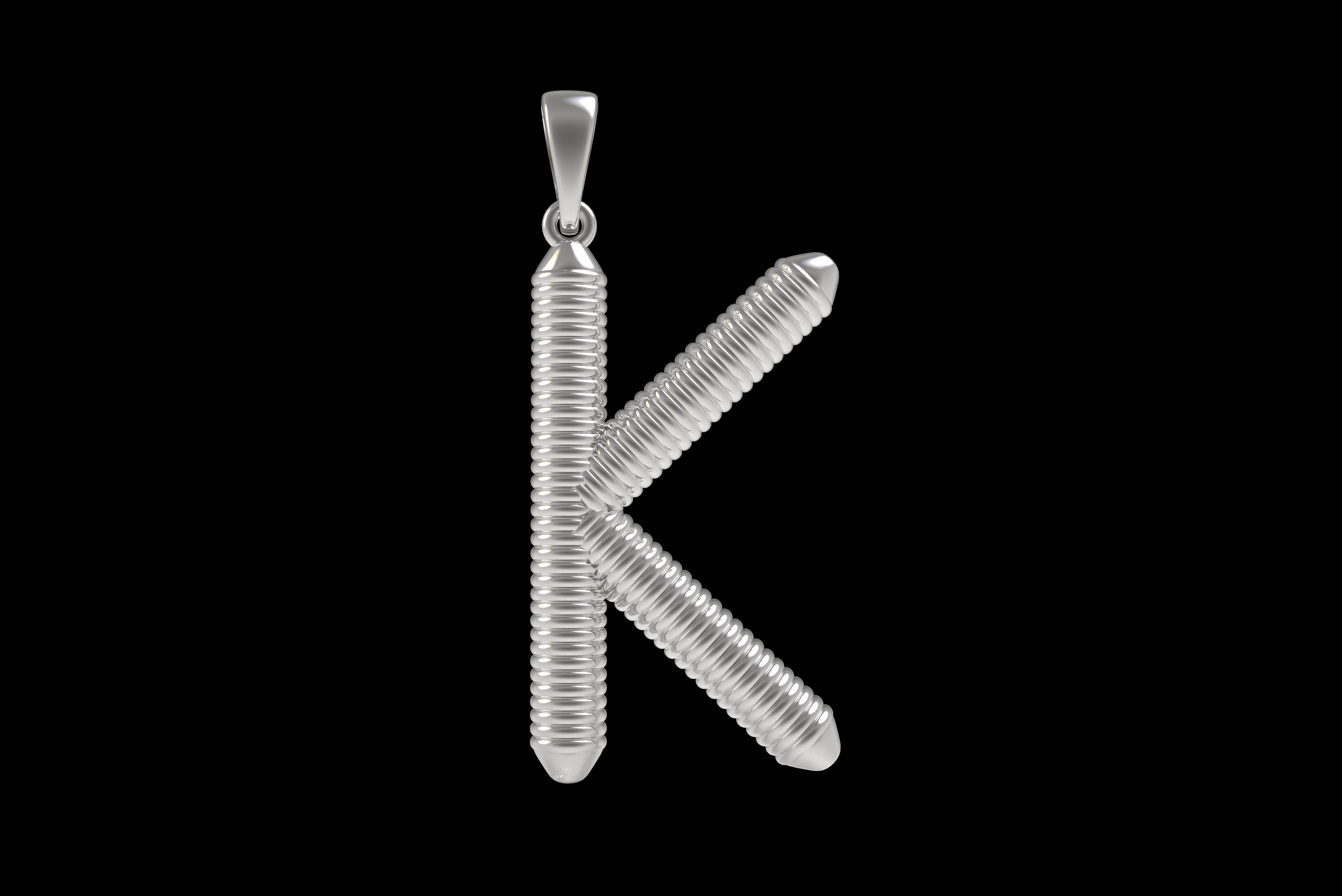Spiral Initial Letter K Pendant 3D print model_26