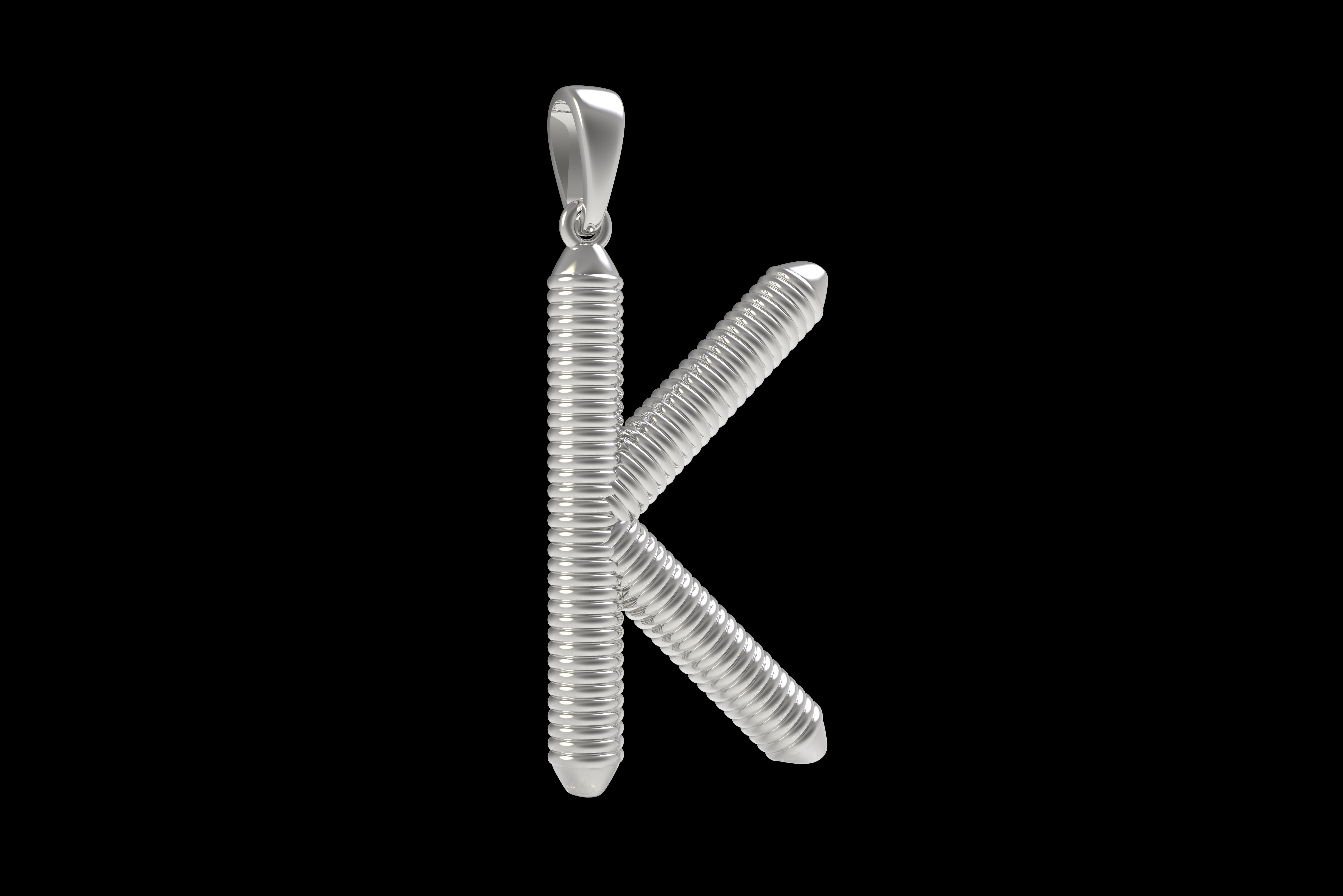 Spiral Initial Letter K Pendant 3D print model_29