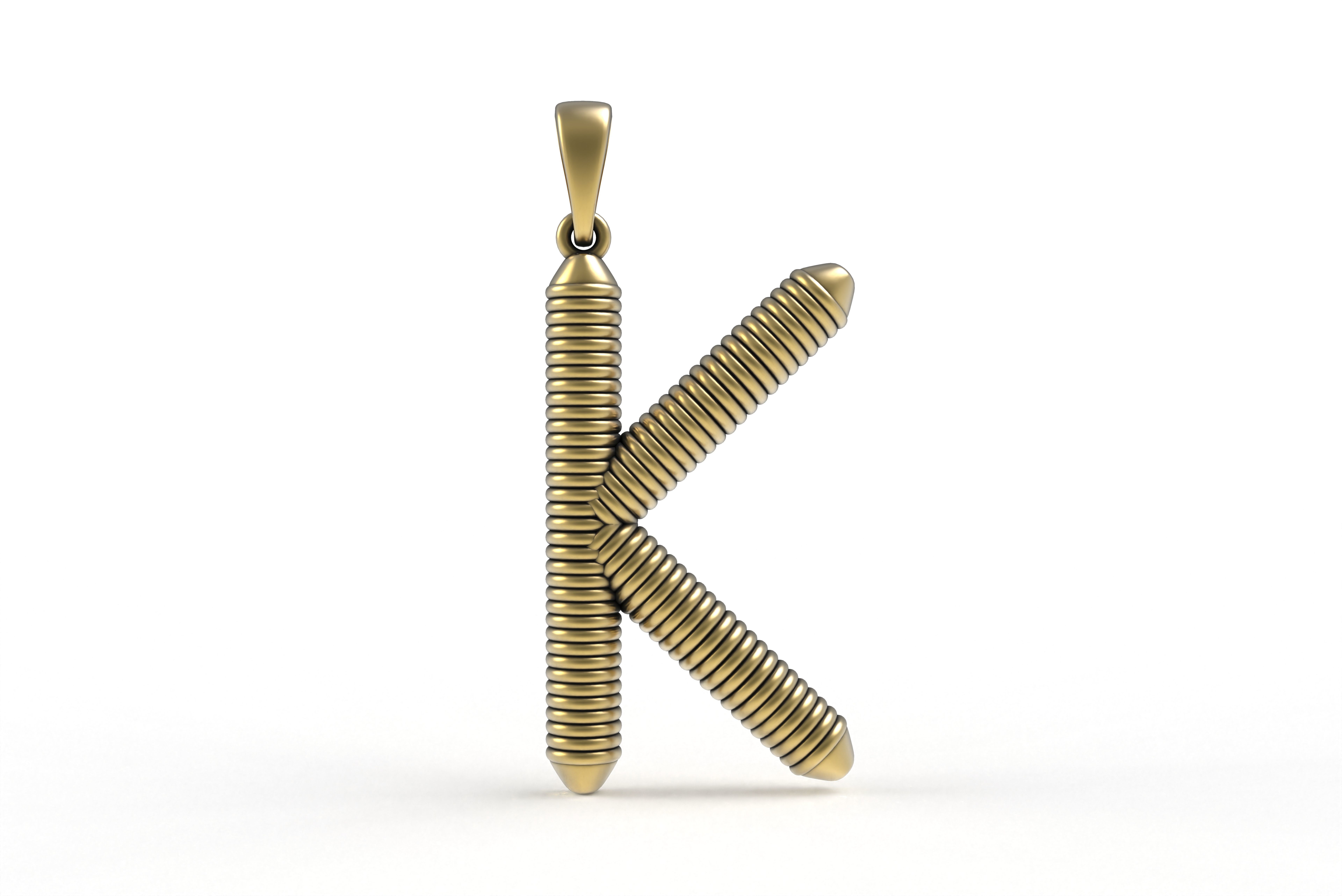 Spiral Initial Letter K Pendant 3D print model_14