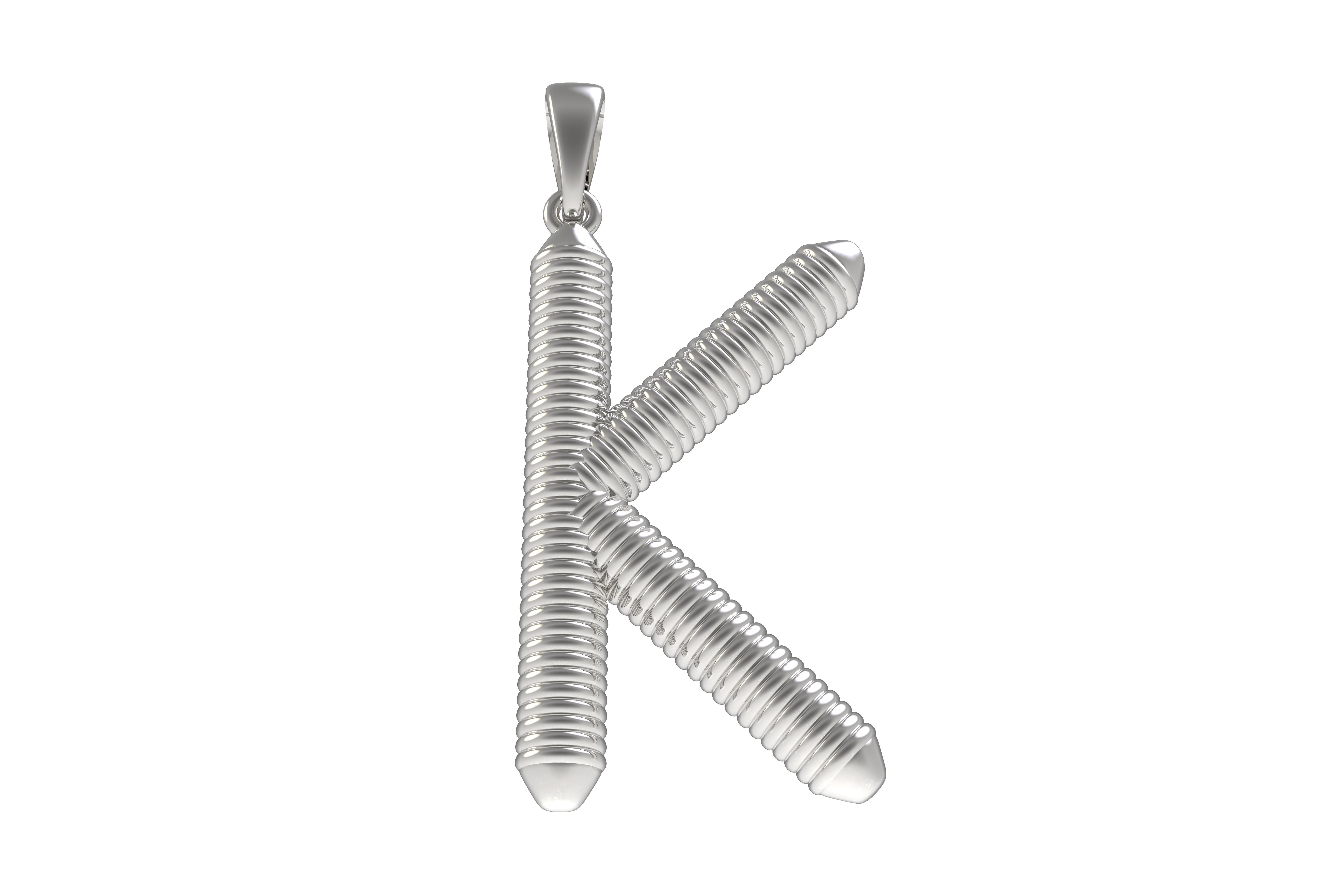 Spiral Initial Letter K Pendant 3D print model_7