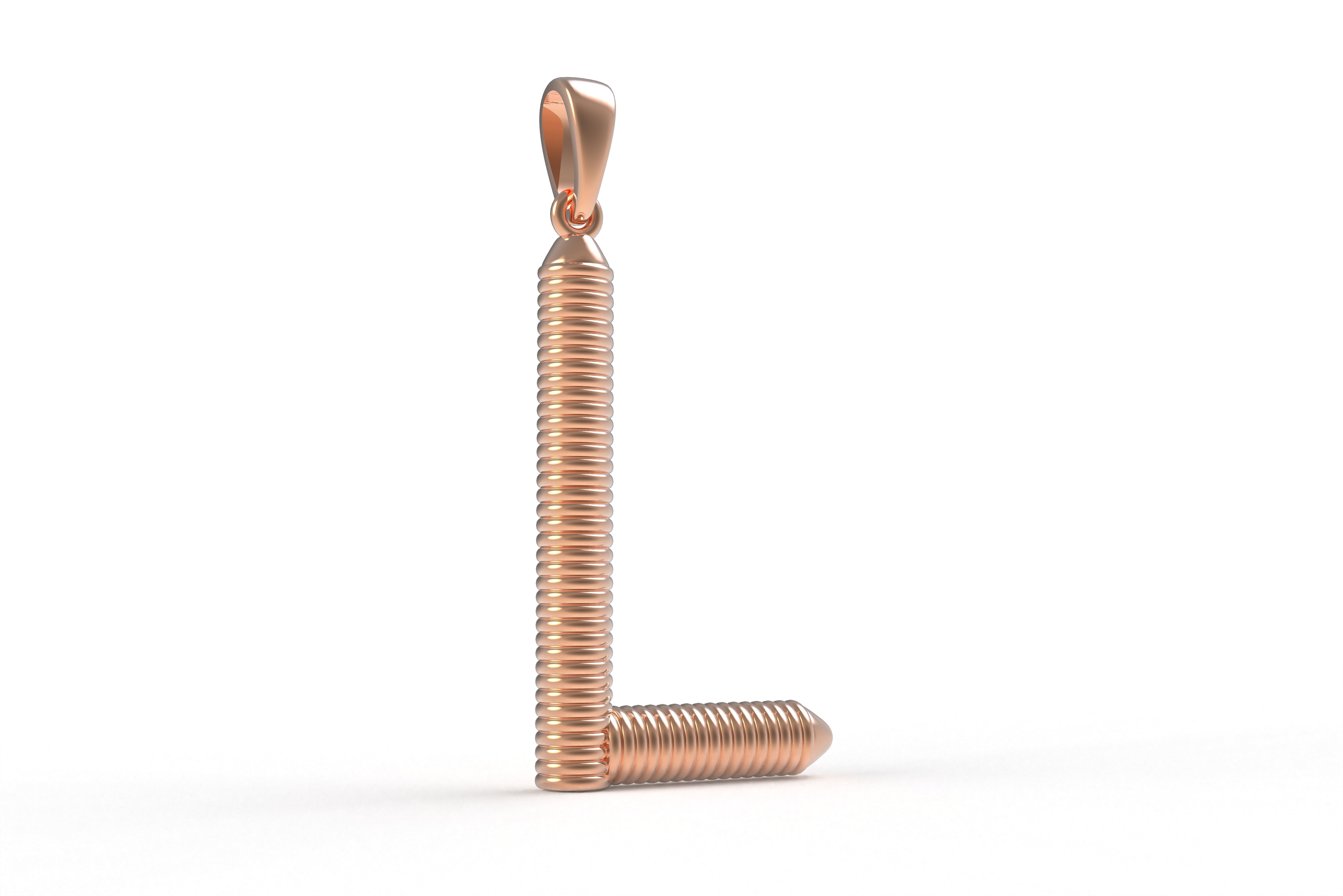 Spiral Initial Letter L Pendant 3D print model_13