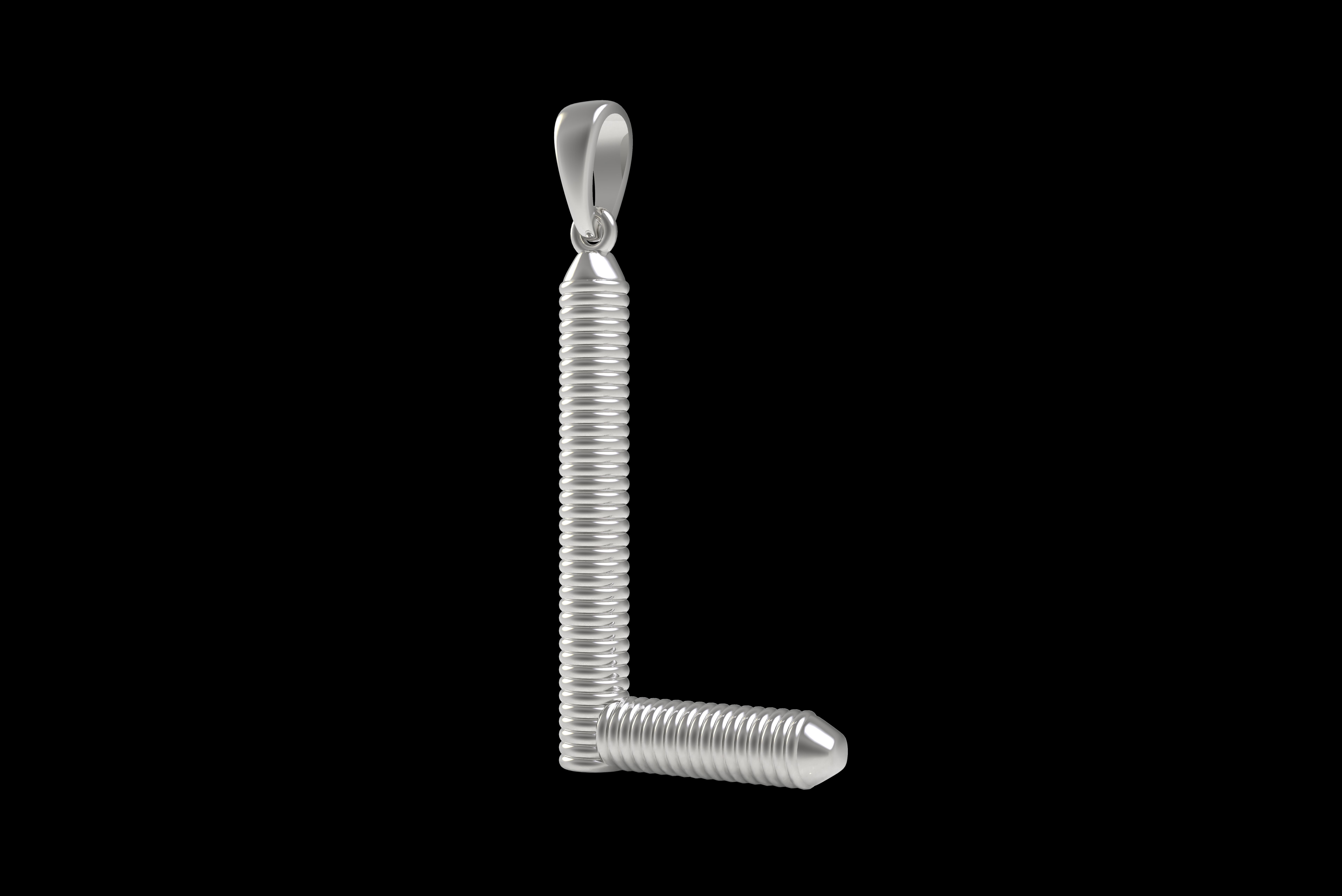 Spiral Initial Letter L Pendant 3D print model_28