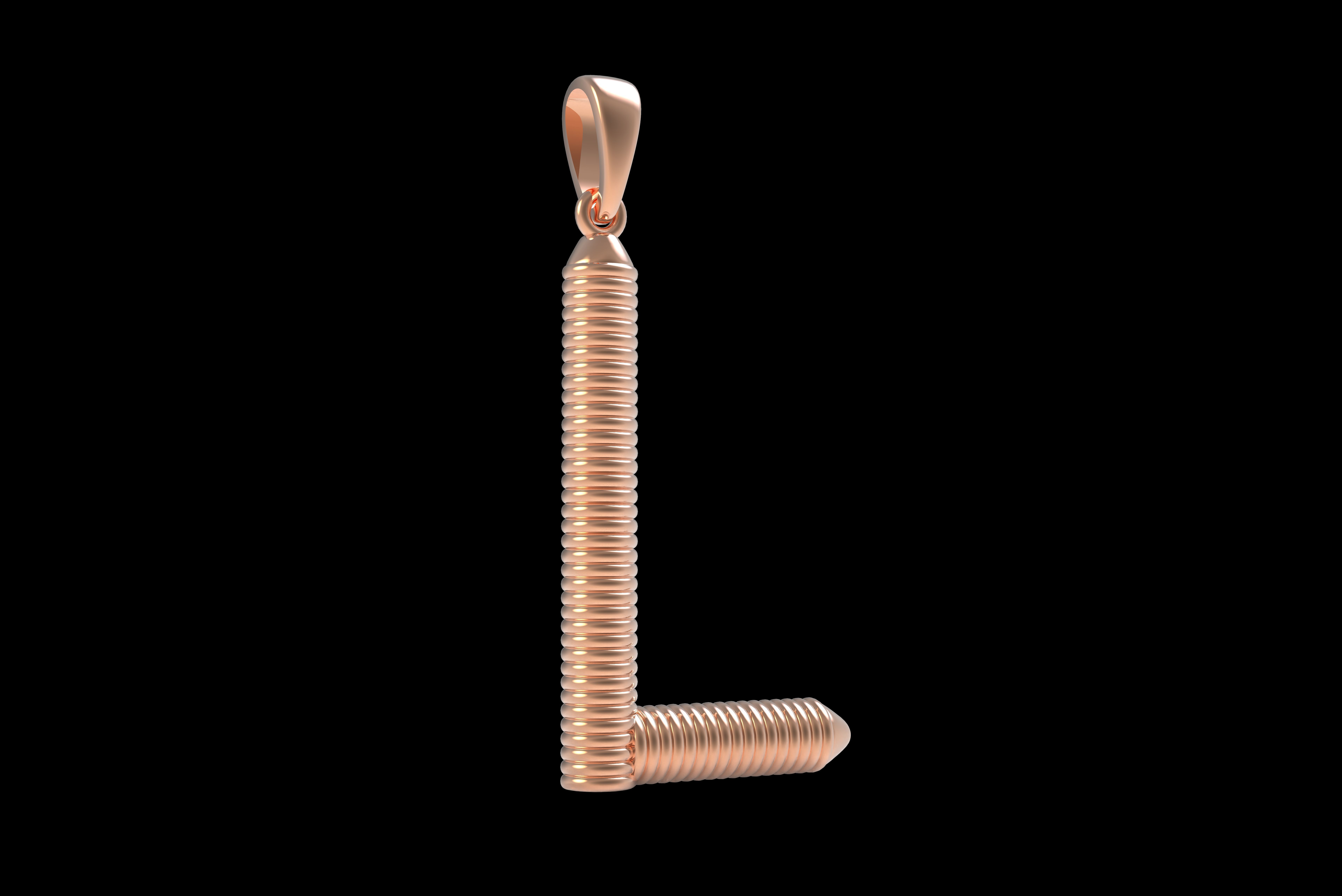 Spiral Initial Letter L Pendant 3D print model_33