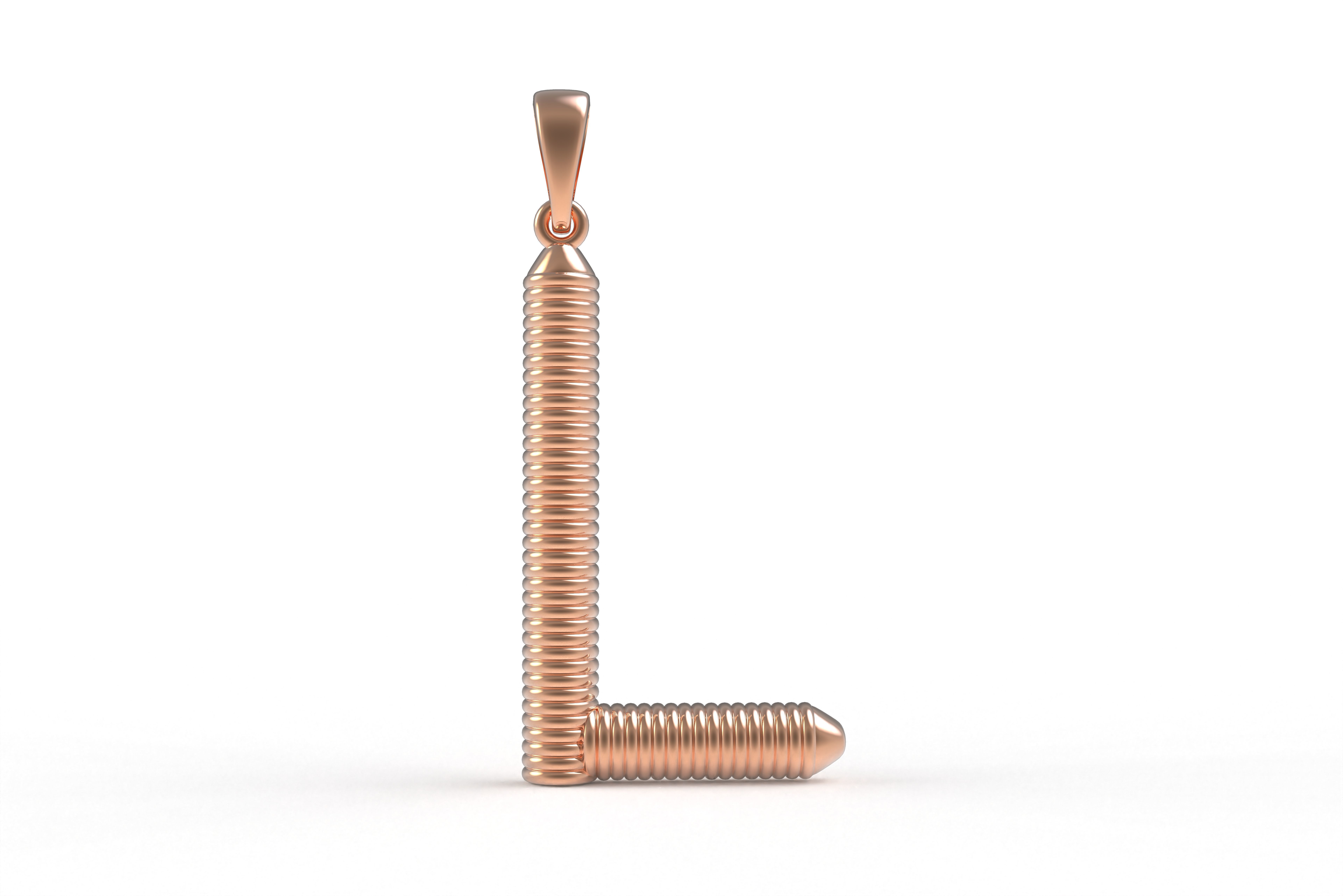 Spiral Initial Letter L Pendant 3D print model_10