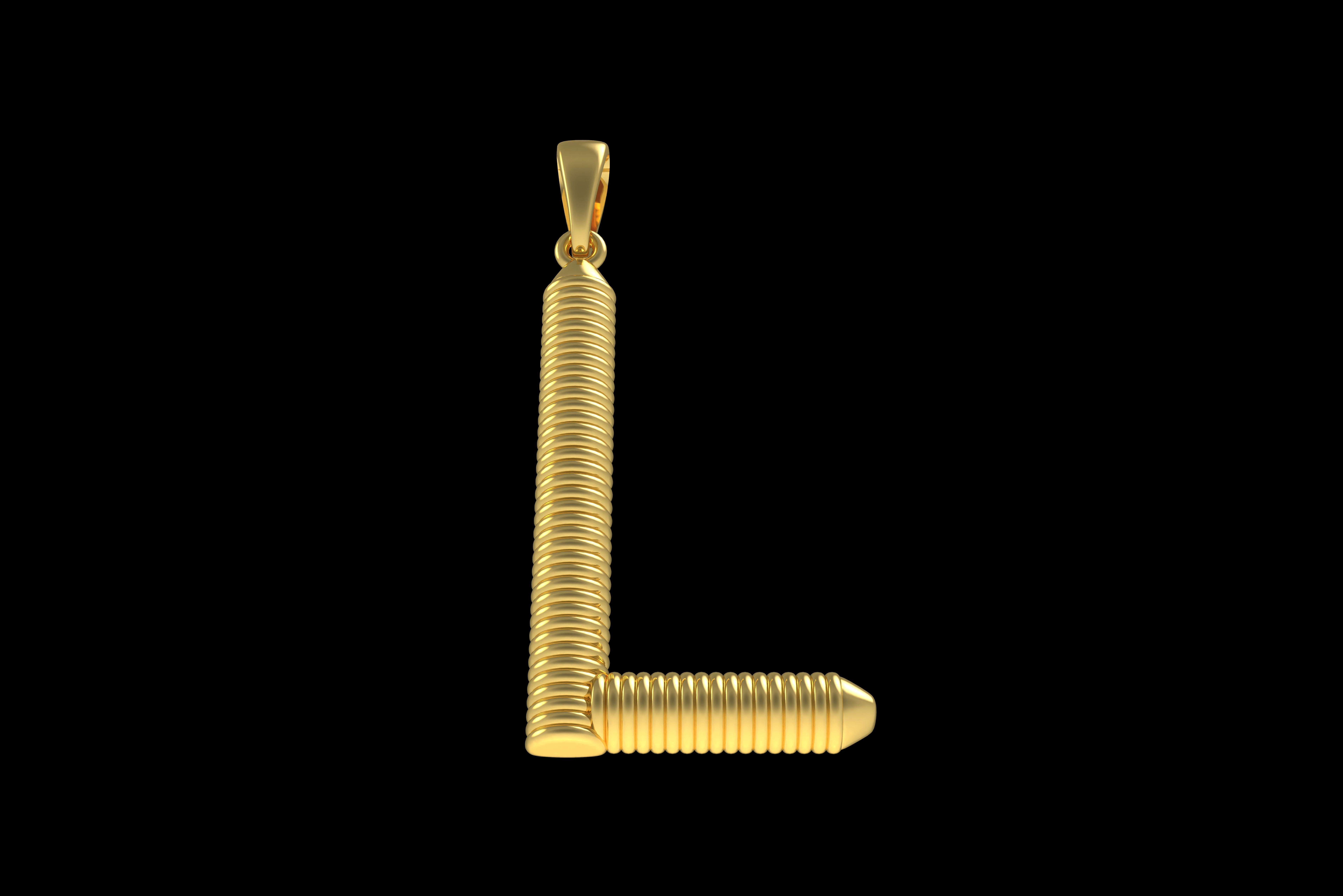 Spiral Initial Letter L Pendant 3D print model_23