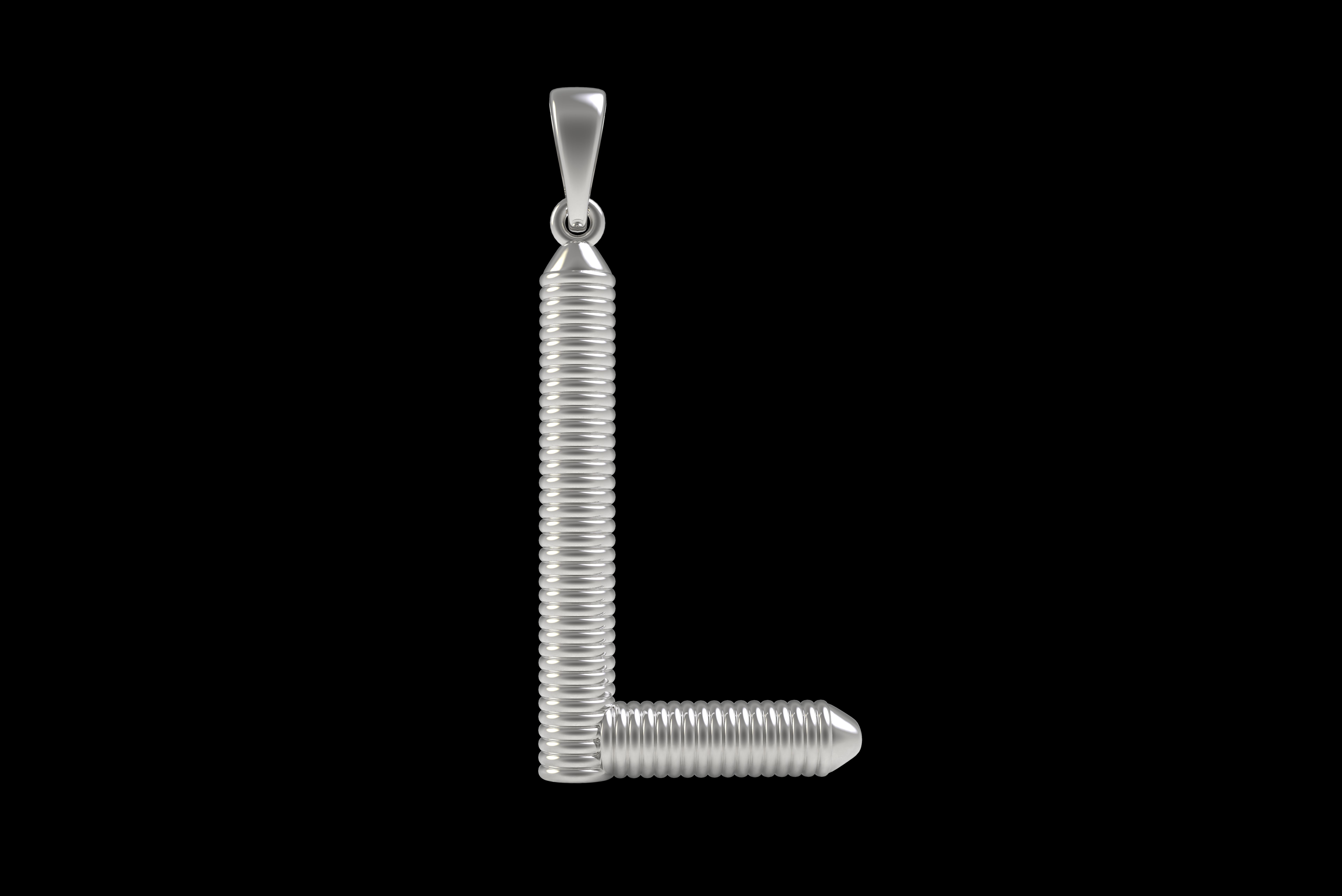 Spiral Initial Letter L Pendant 3D print model_26
