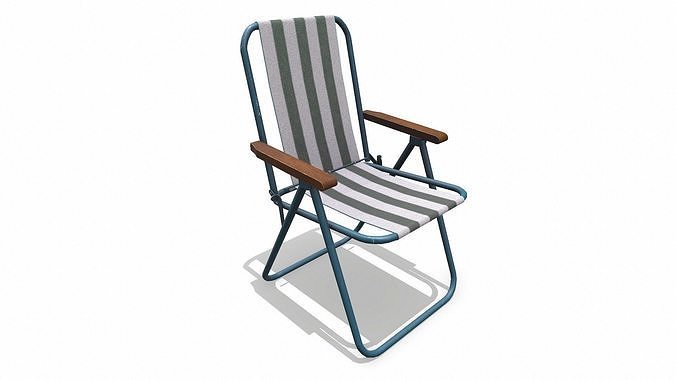 Old Camping Chair Low-poly PBR Low-poly 3D model