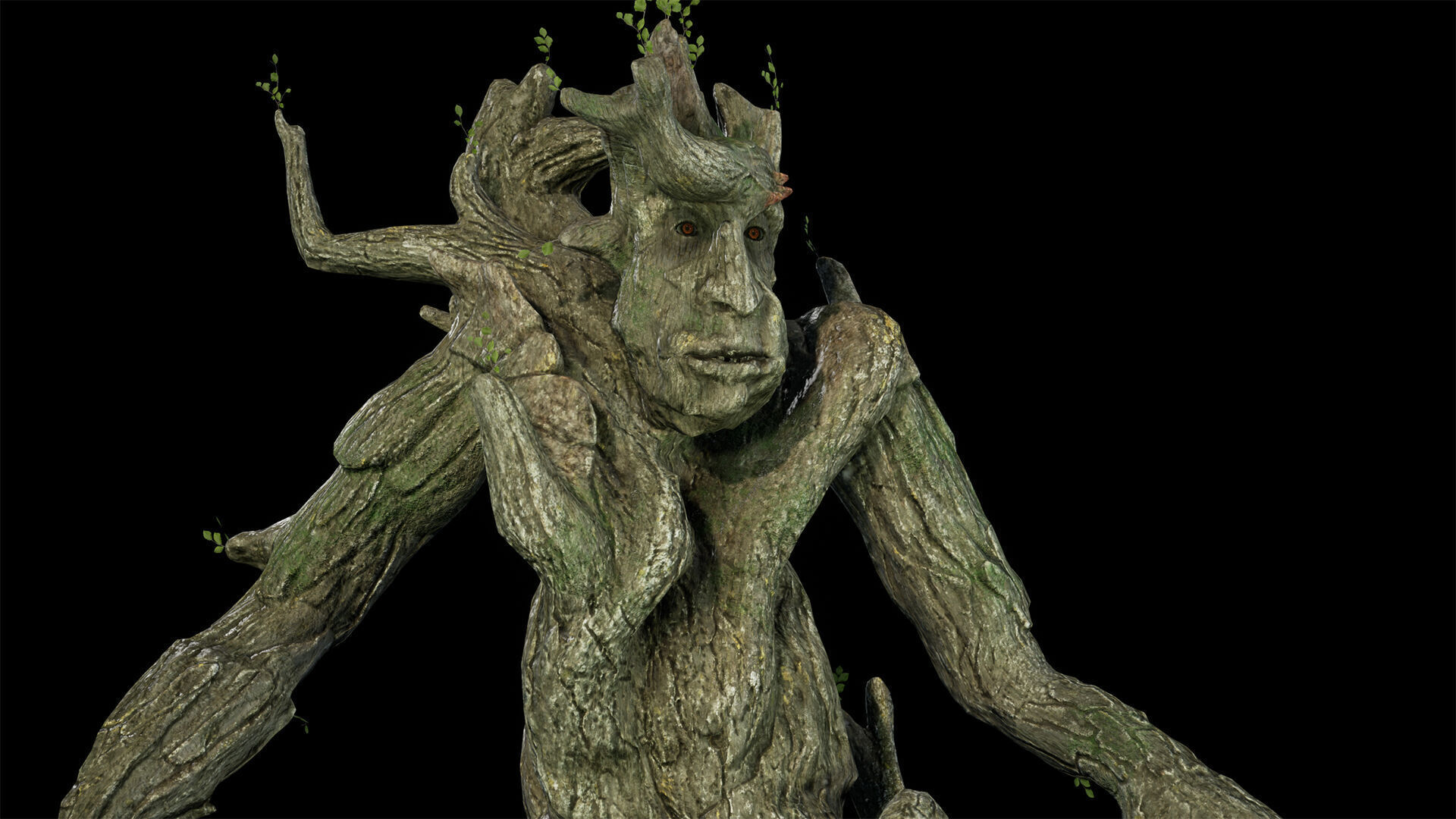 Tree ent oak low-poly game engine ready 3D model Low-poly 3D model_6