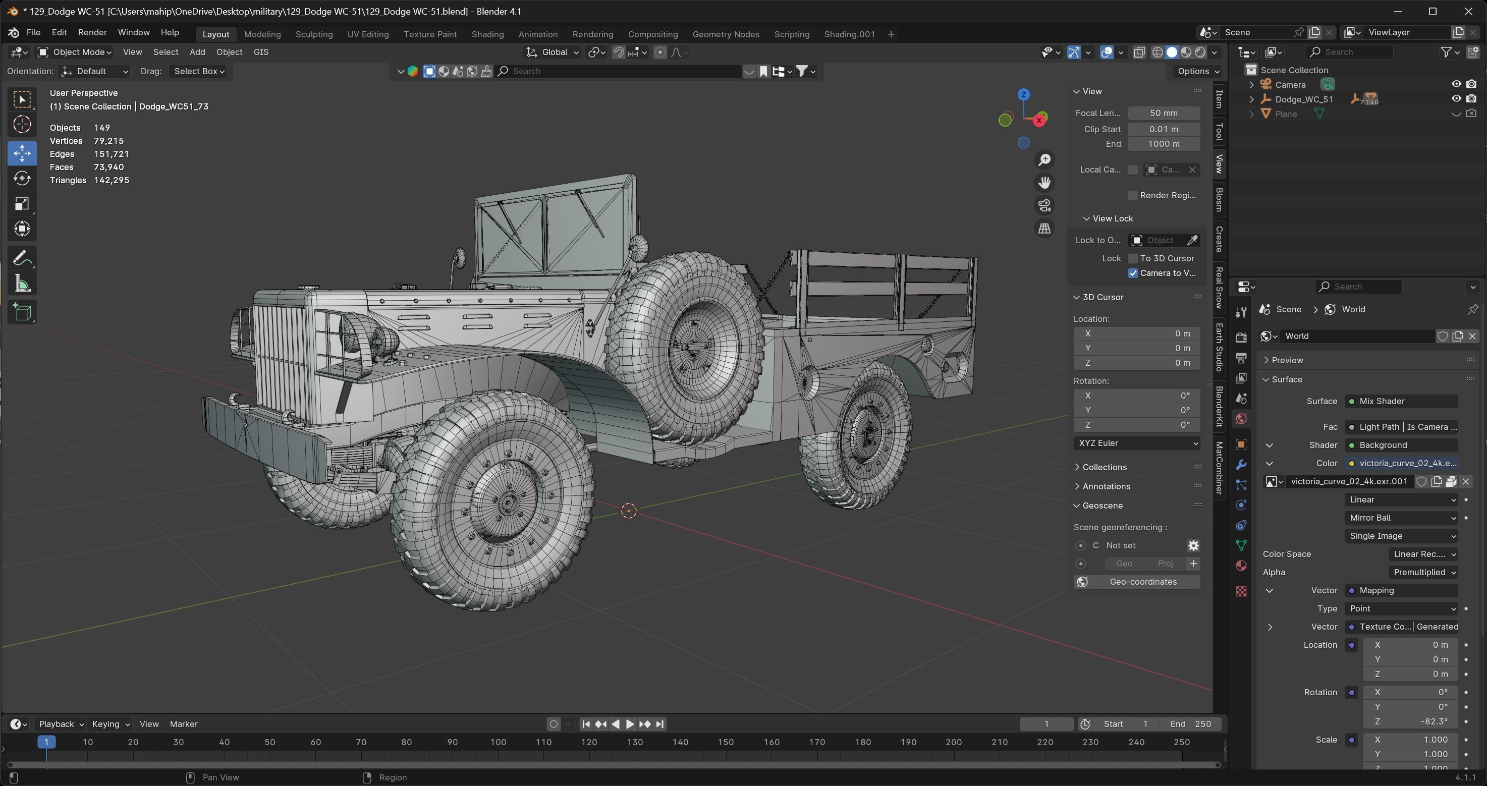 Dodge WC 51 Dodge WC-51 Low-poly 3D model_11