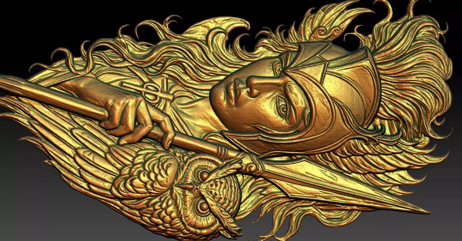 1 The Warrior and the Owl CNC Relief Model 3D print model_0