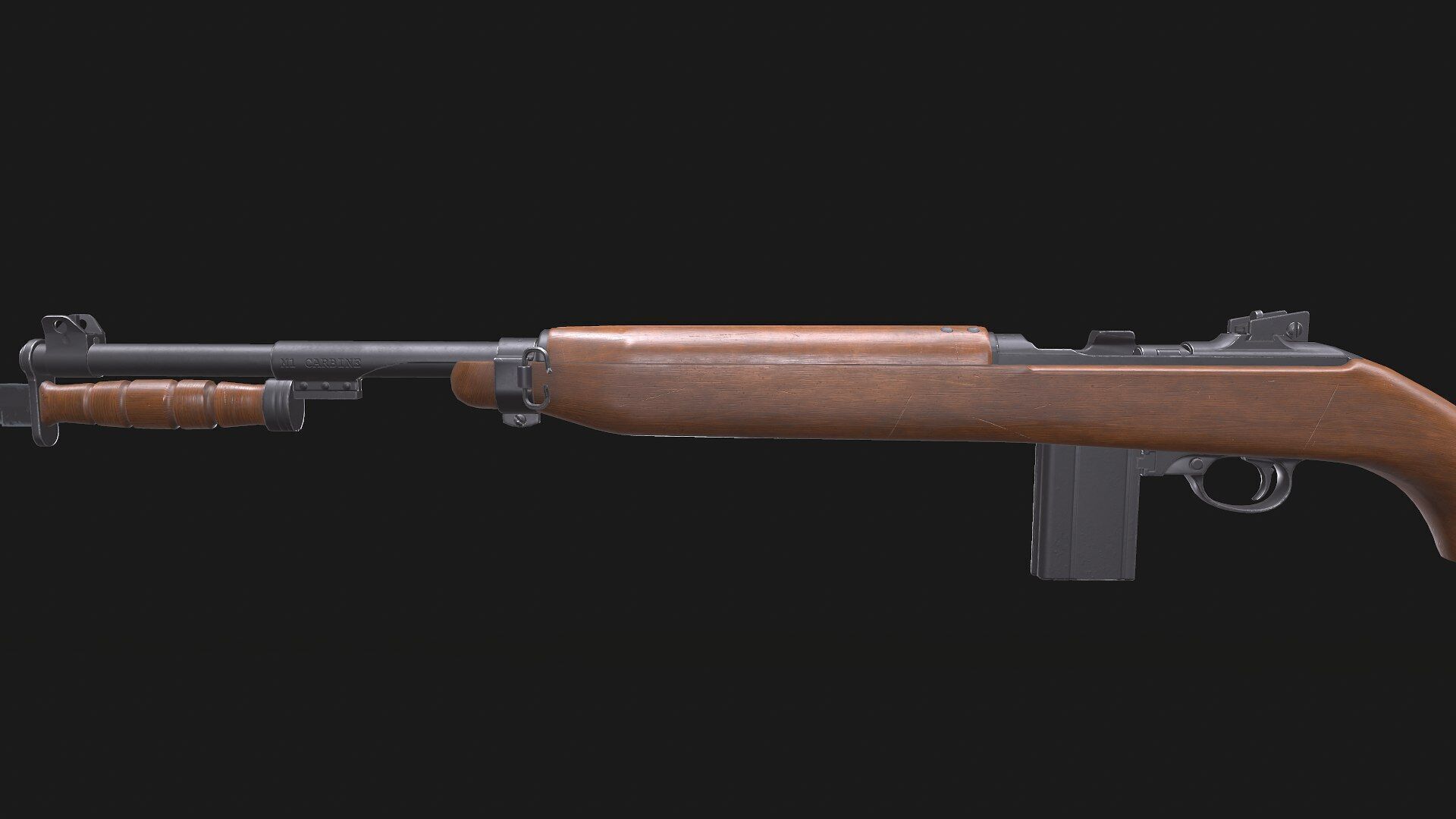 M1 Carbine Low-poly PBR Low-poly 3D model_10