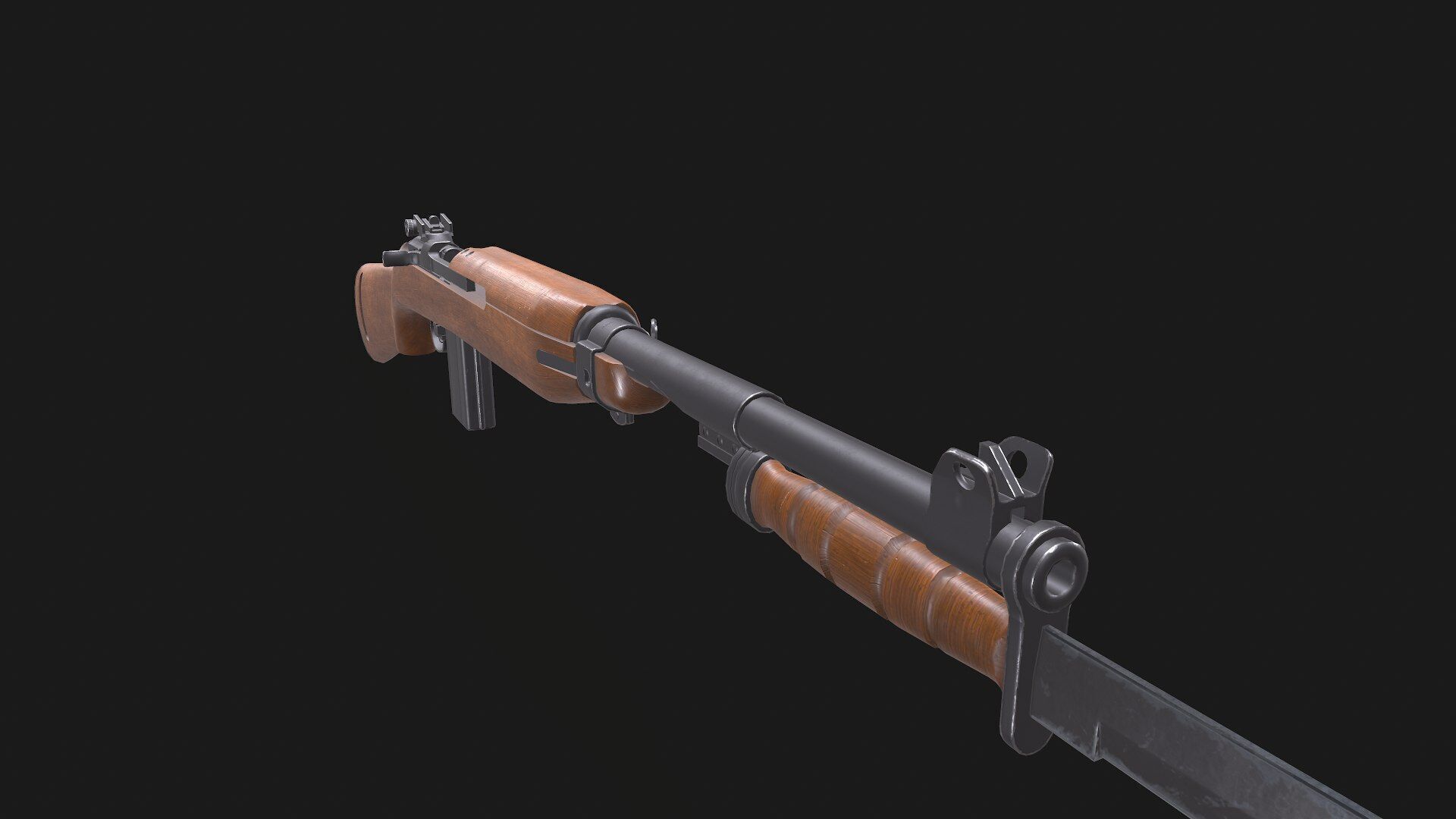 M1 Carbine Low-poly PBR Low-poly 3D model_16