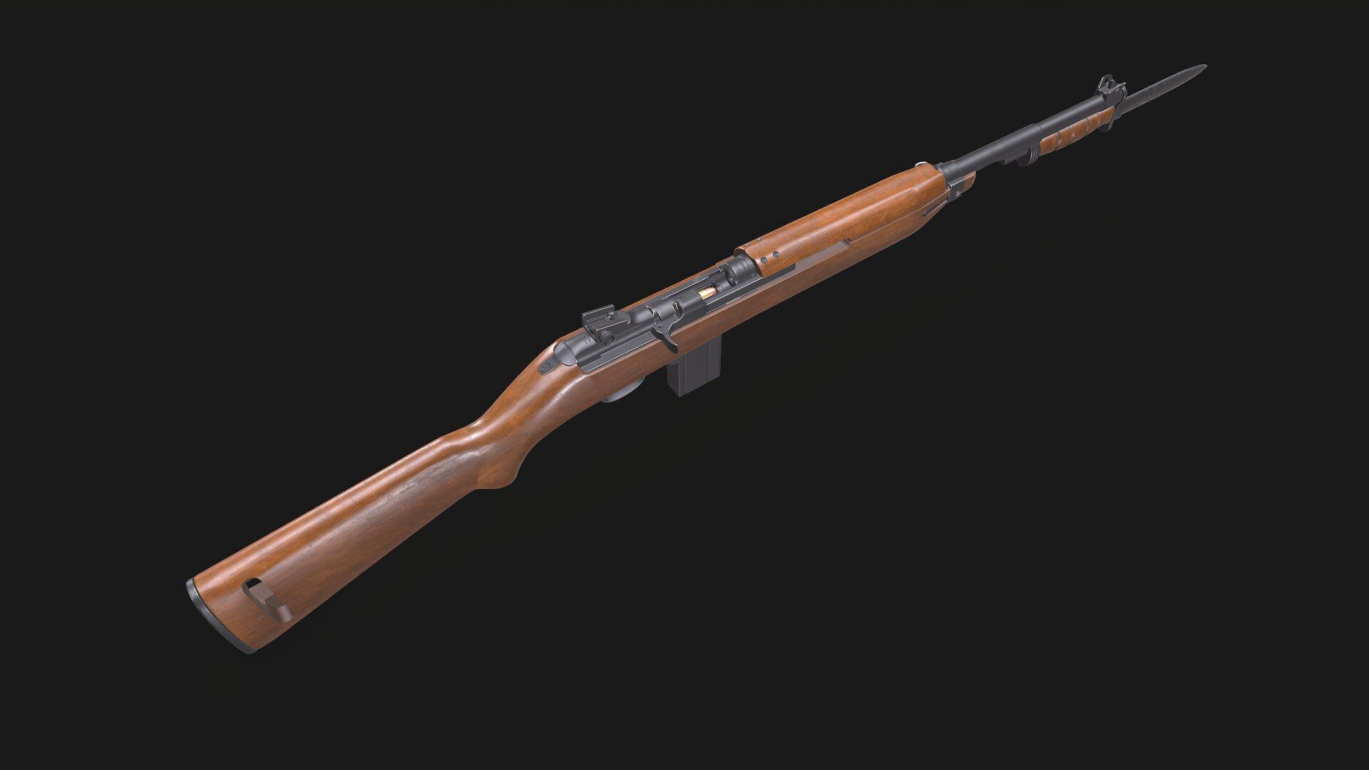 M1 Carbine Low-poly PBR Low-poly 3D model_6