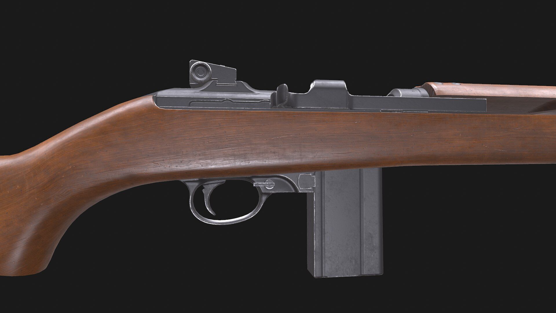 M1 Carbine Low-poly PBR Low-poly 3D model_12