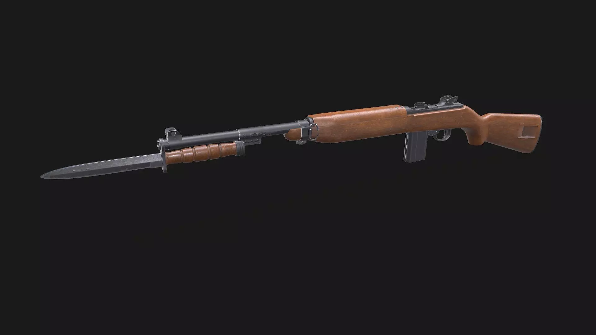 M1 Carbine Low-poly PBR Low-poly 3D model_0