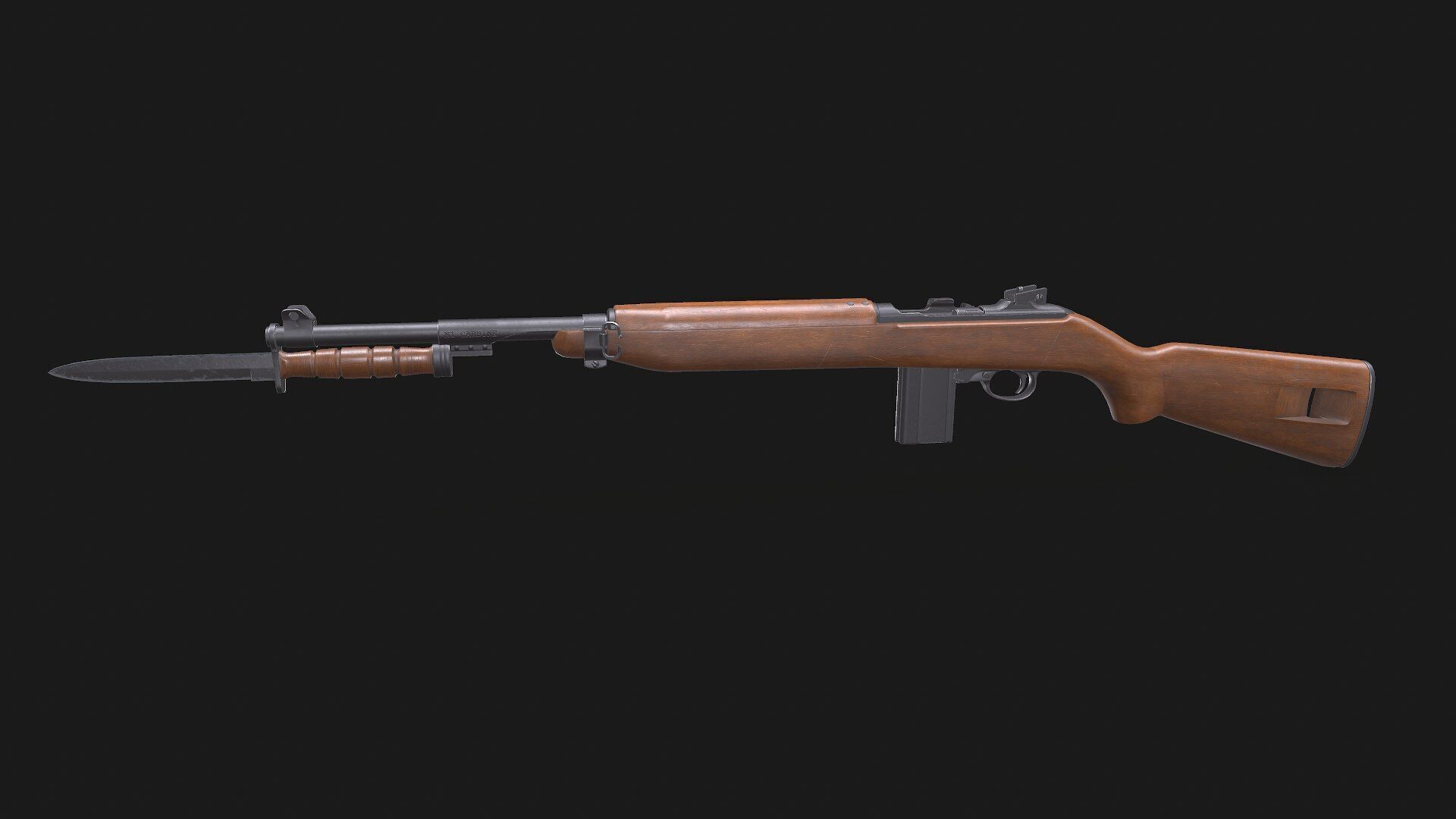 M1 Carbine Low-poly PBR Low-poly 3D model_2