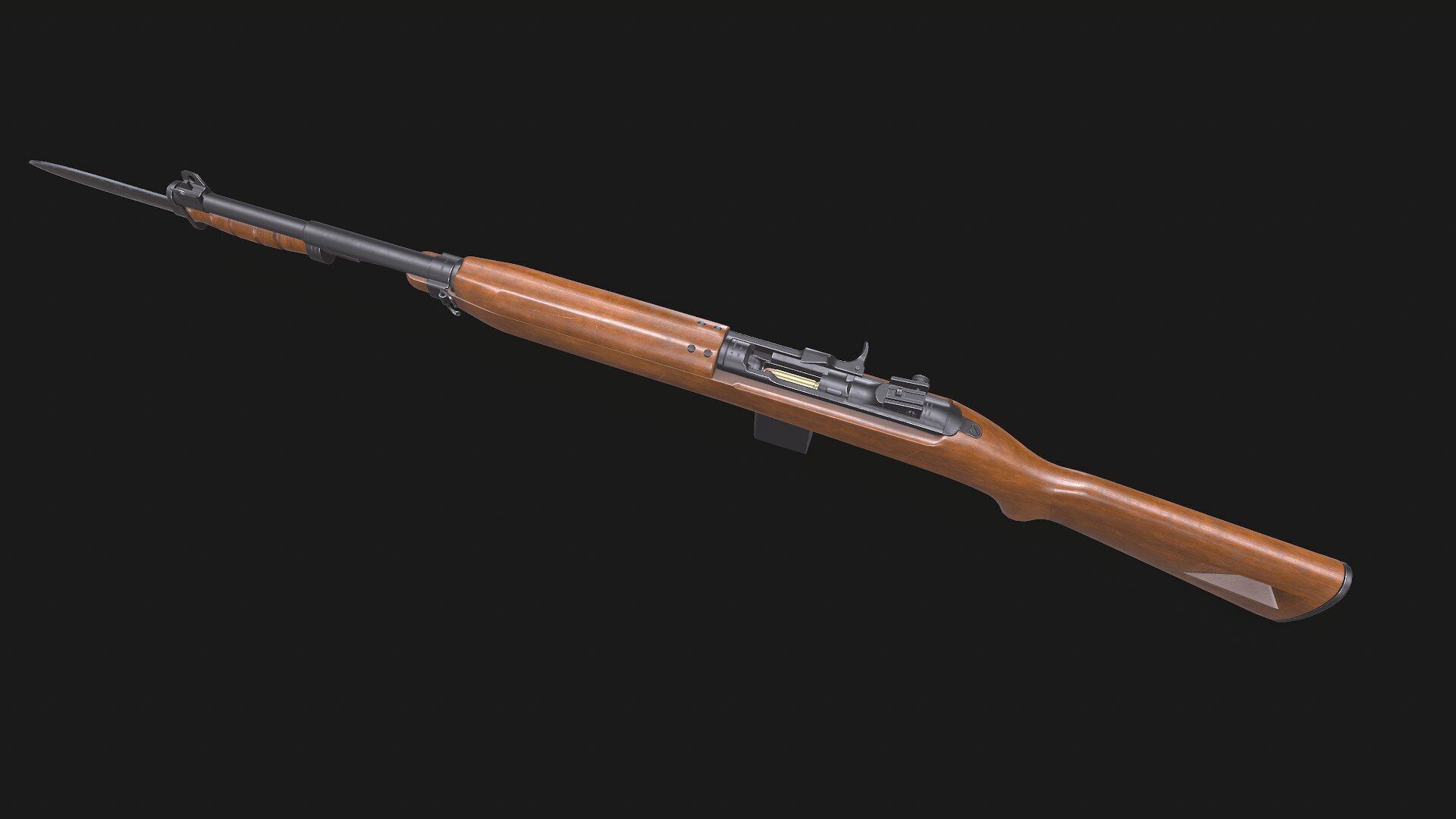 M1 Carbine Low-poly PBR Low-poly 3D model_4