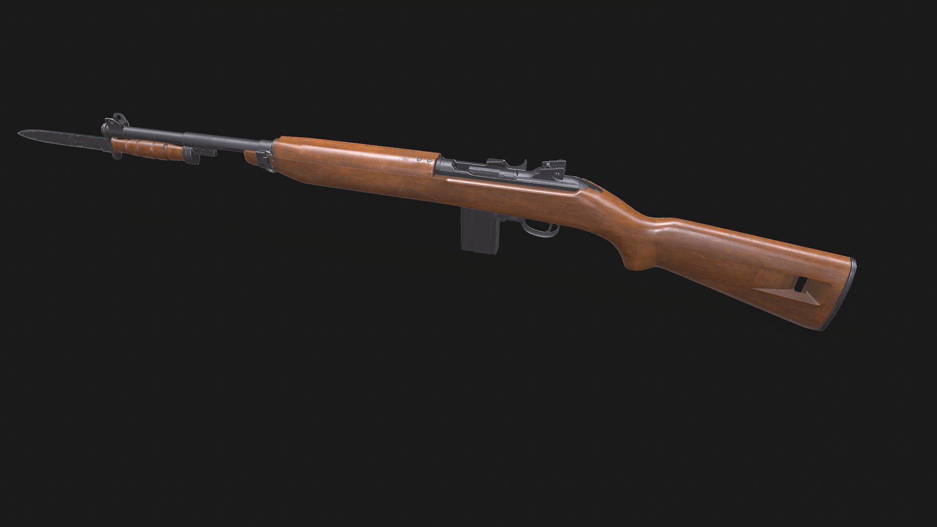 M1 Carbine Low-poly PBR Low-poly 3D model_3