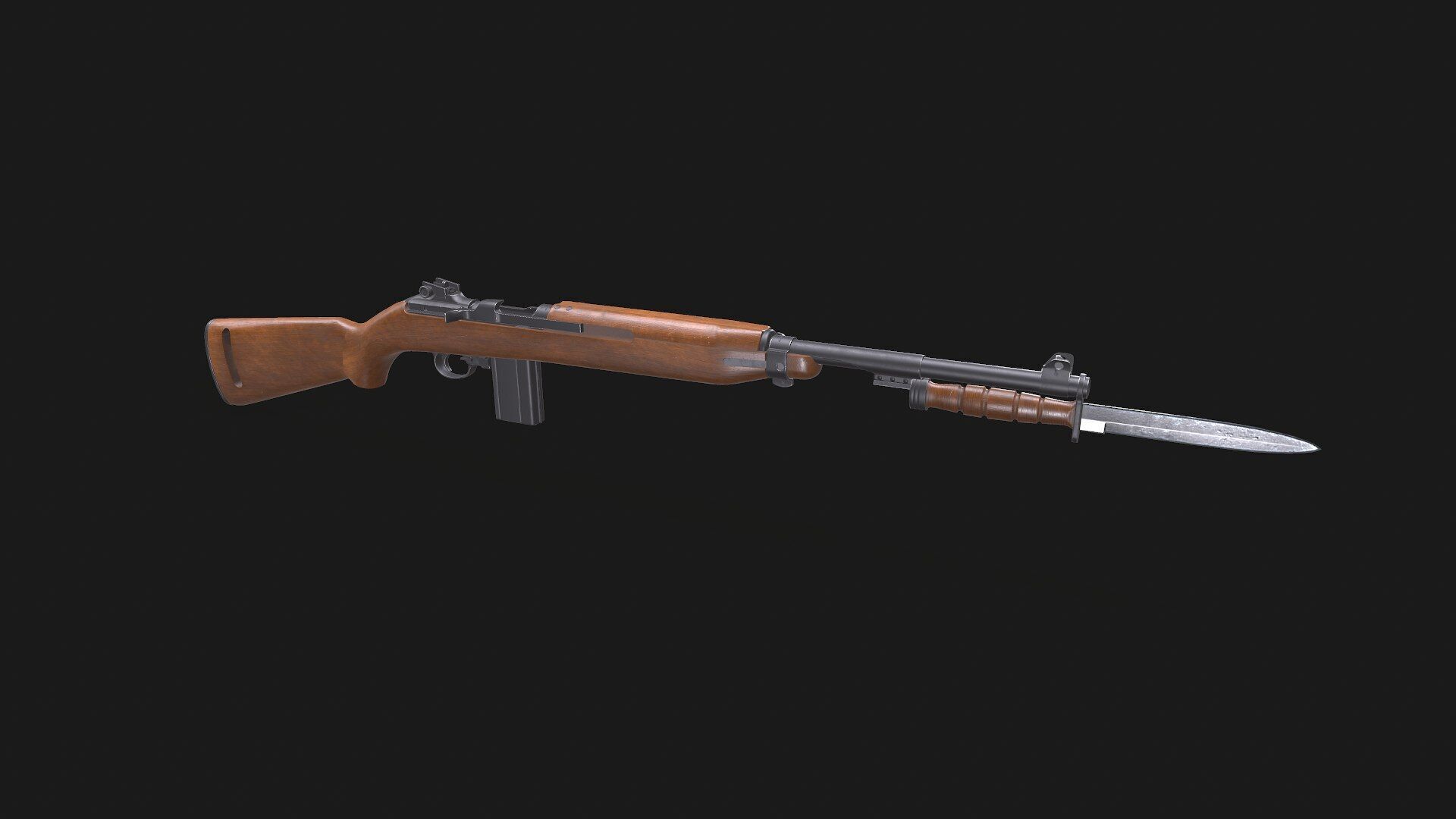 M1 Carbine Low-poly PBR Low-poly 3D model_8