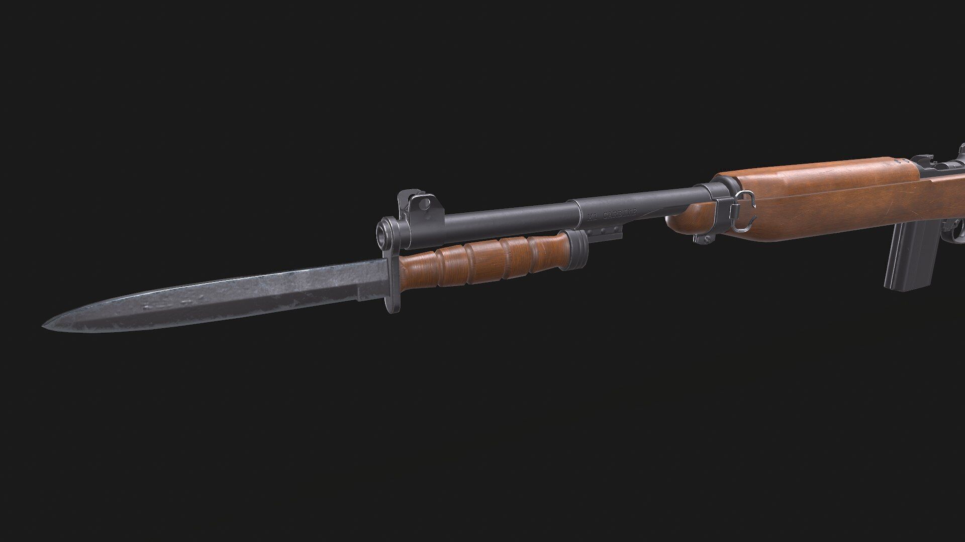 M1 Carbine Low-poly PBR Low-poly 3D model_9