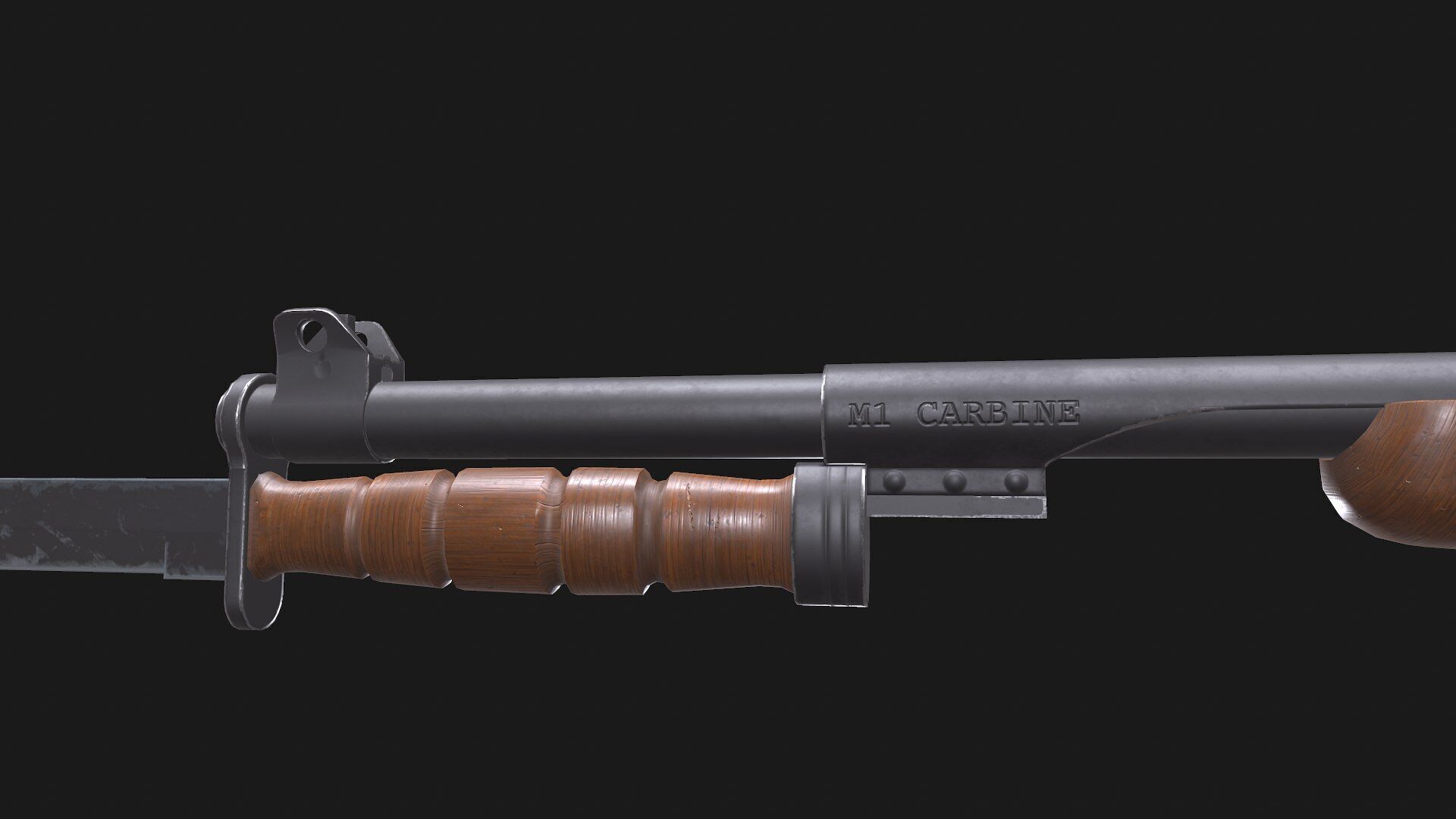 M1 Carbine Low-poly PBR Low-poly 3D model_17