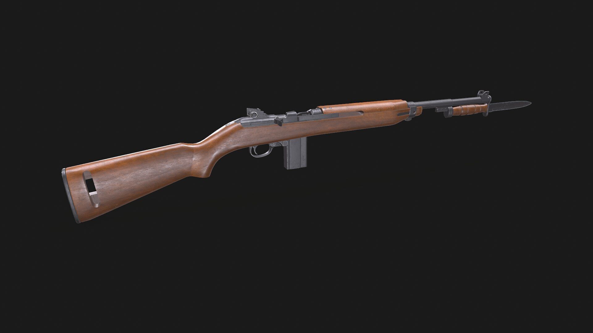 M1 Carbine Low-poly PBR Low-poly 3D model_7