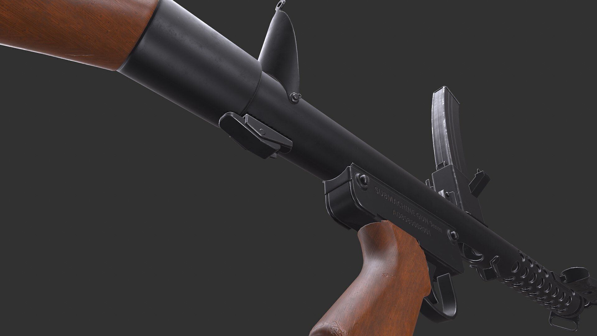 Lithgow F1 Submachine Gun SMG Low-poly PBR Low-poly 3D model_15