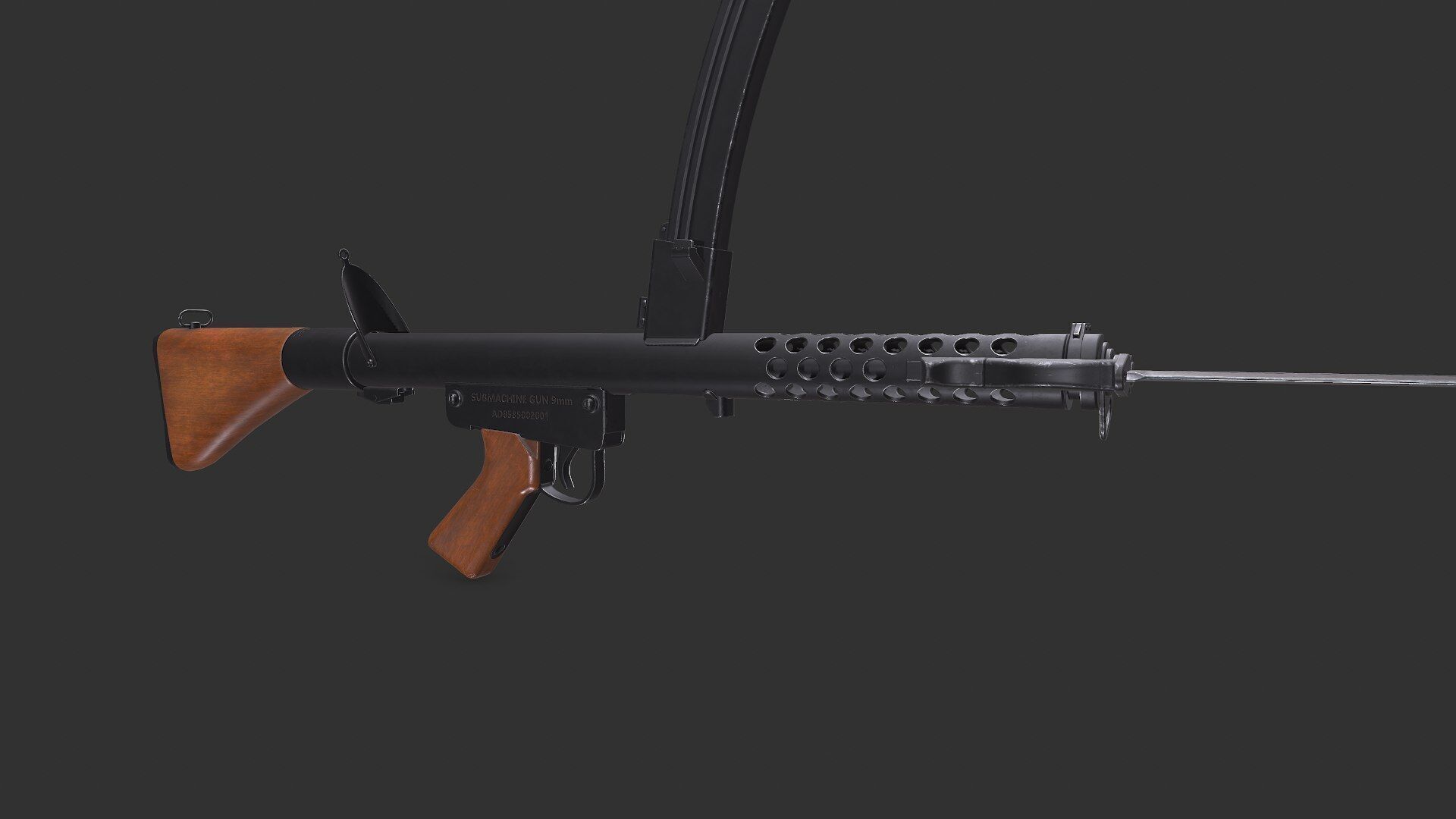 Lithgow F1 Submachine Gun SMG Low-poly PBR Low-poly 3D model_8