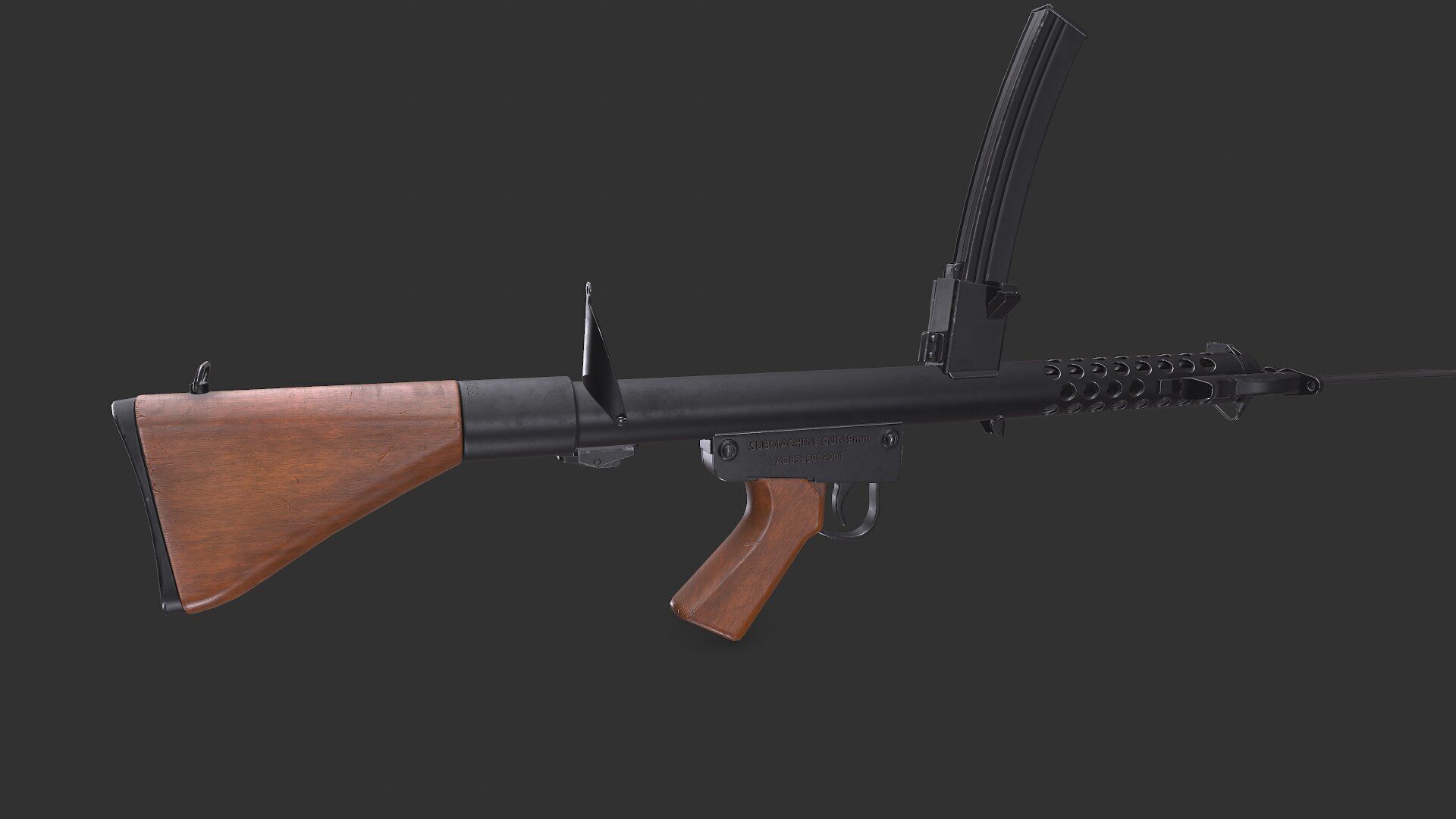 Lithgow F1 Submachine Gun SMG Low-poly PBR Low-poly 3D model_5