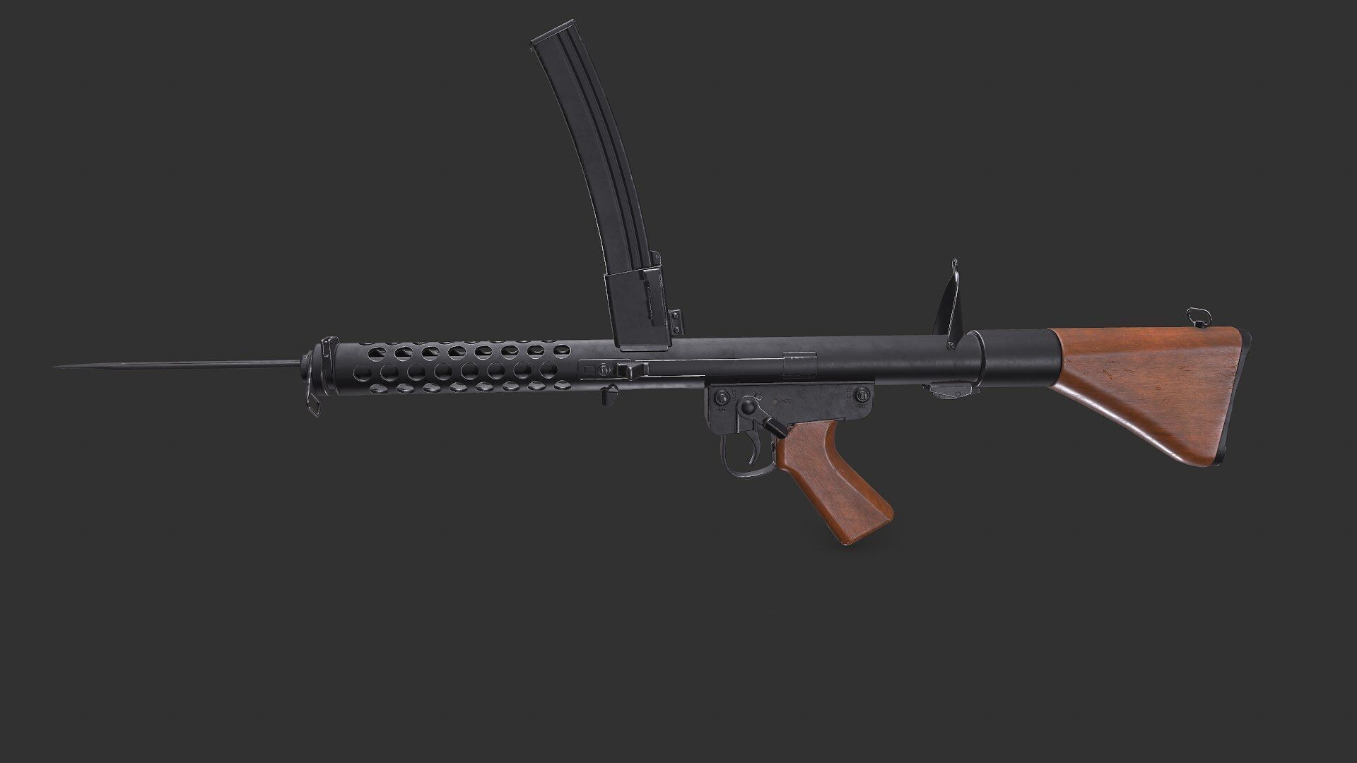 Lithgow F1 Submachine Gun SMG Low-poly PBR Low-poly 3D model_2