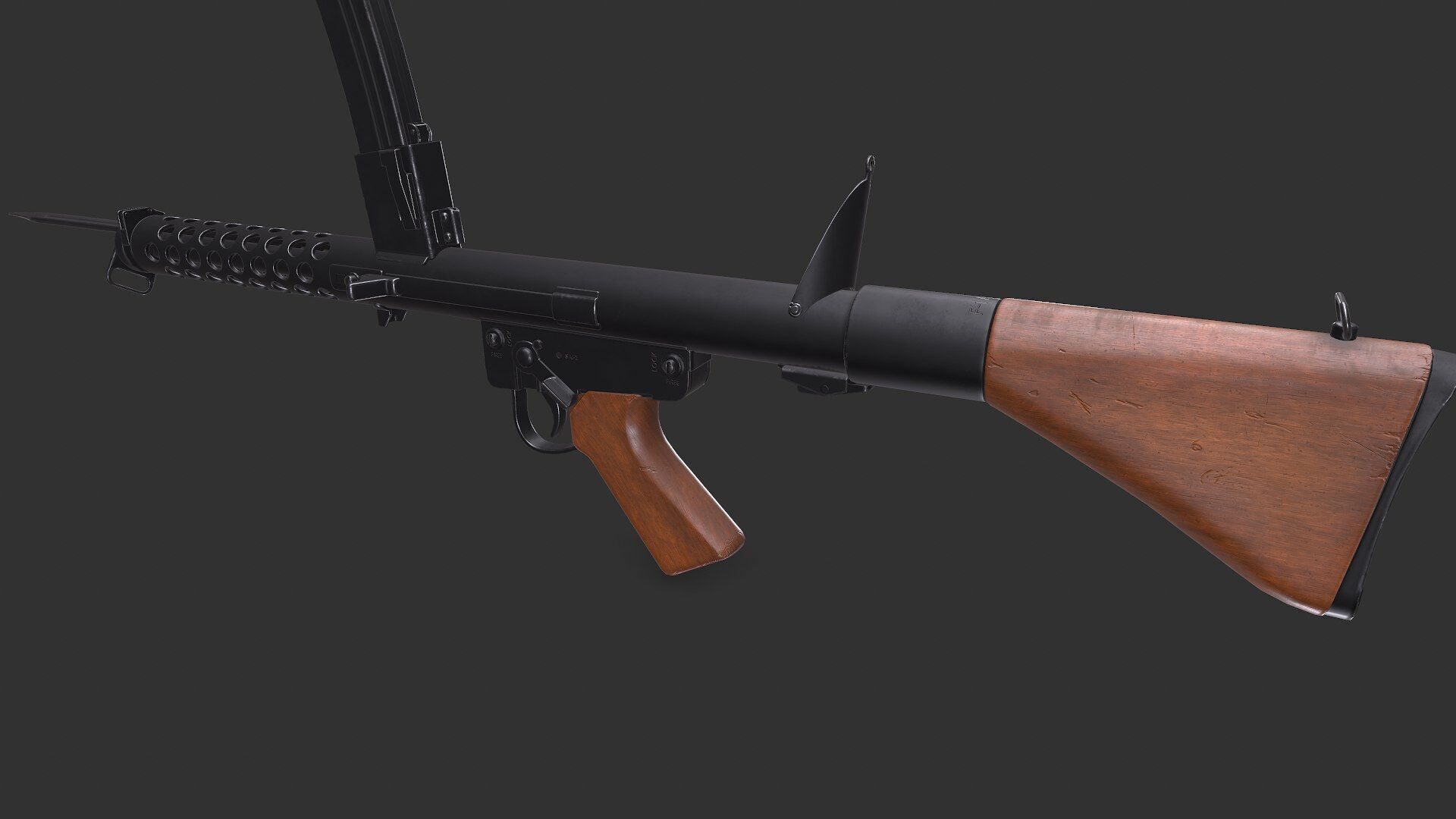 Lithgow F1 Submachine Gun SMG Low-poly PBR Low-poly 3D model_3