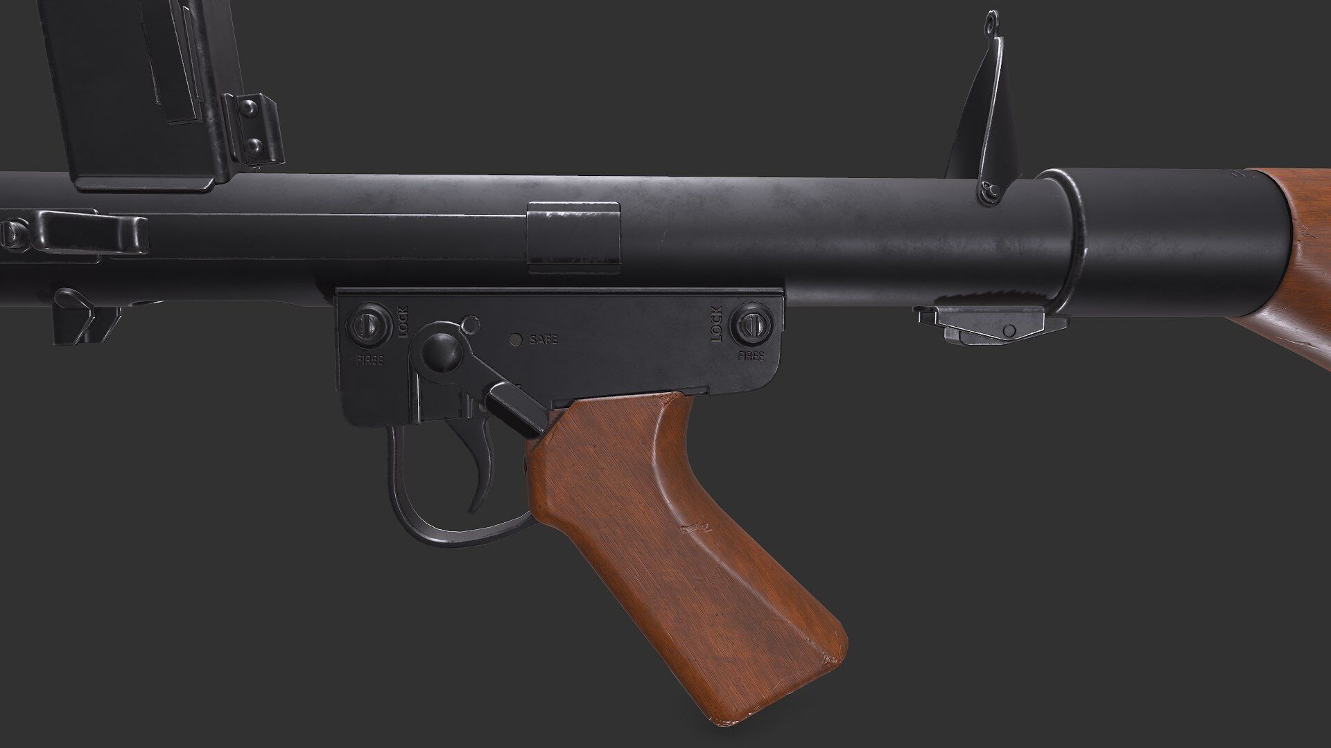 Lithgow F1 Submachine Gun SMG Low-poly PBR Low-poly 3D model_13