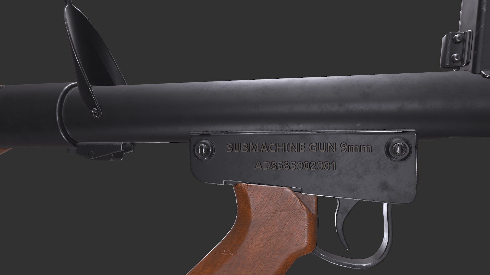 Lithgow F1 Submachine Gun SMG Low-poly PBR Low-poly 3D model_16
