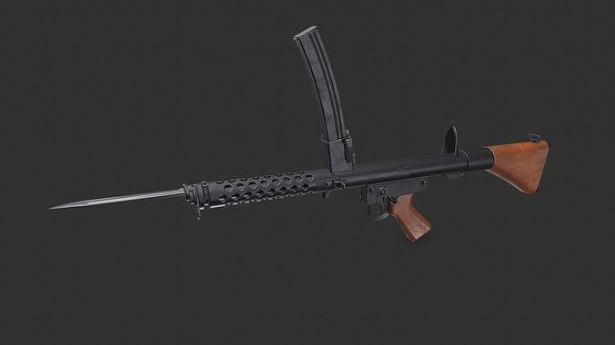 Lithgow F1 Submachine Gun SMG Low-poly PBR Low-poly 3D model