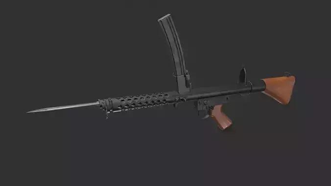 Lithgow F1 Submachine Gun SMG Low-poly PBR Low-poly 3D model Lithgow F1 Submachine Gun SMG Low-poly PBR Low-poly 3D model