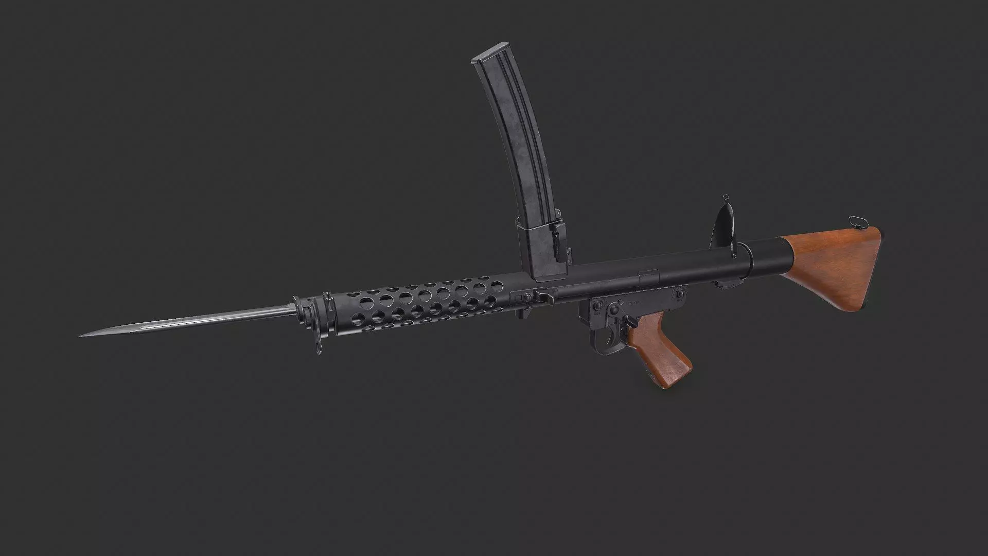 Lithgow F1 Submachine Gun SMG Low-poly PBR Low-poly 3D model_0