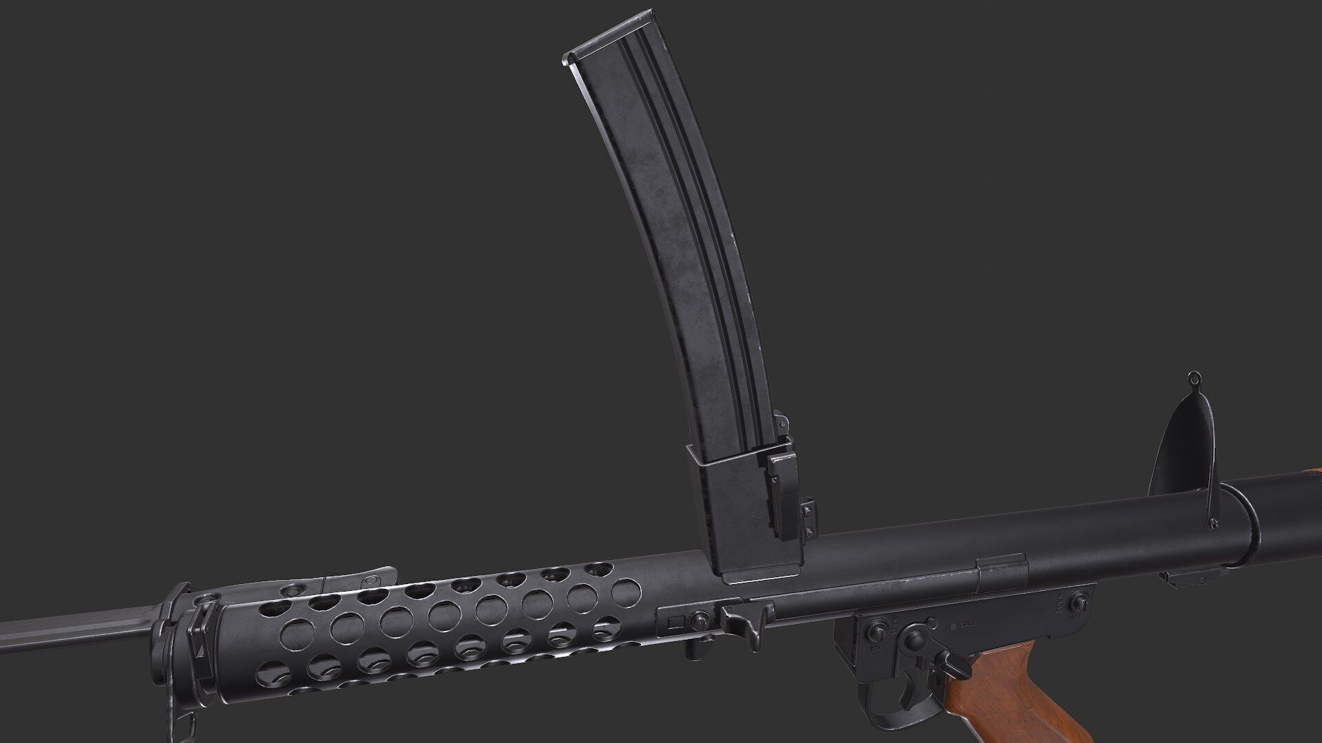 Lithgow F1 Submachine Gun SMG Low-poly PBR Low-poly 3D model_12