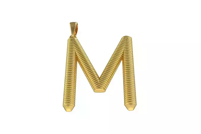 Spiral Initial Letter M Pendant 3D print model