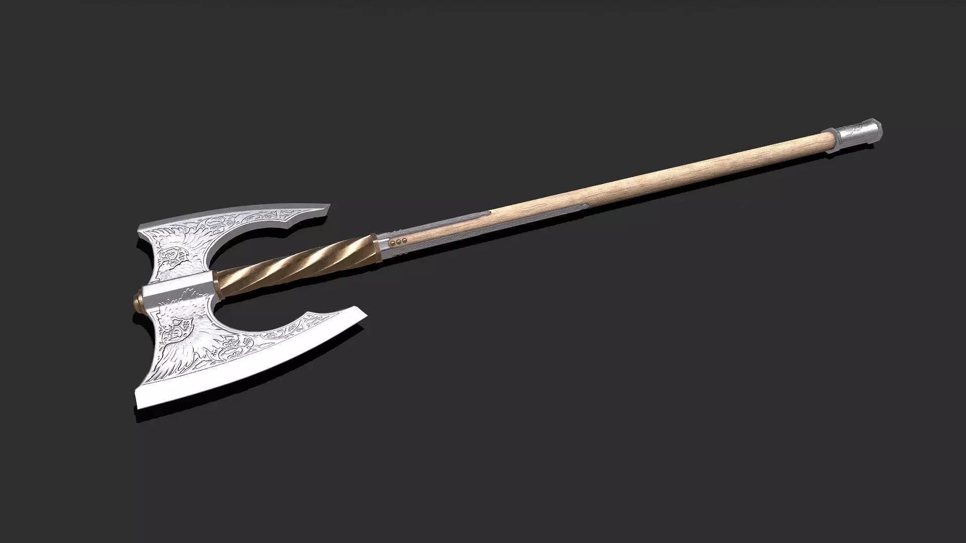 Berserker Axe Low-poly PBR Low-poly 3D model_0
