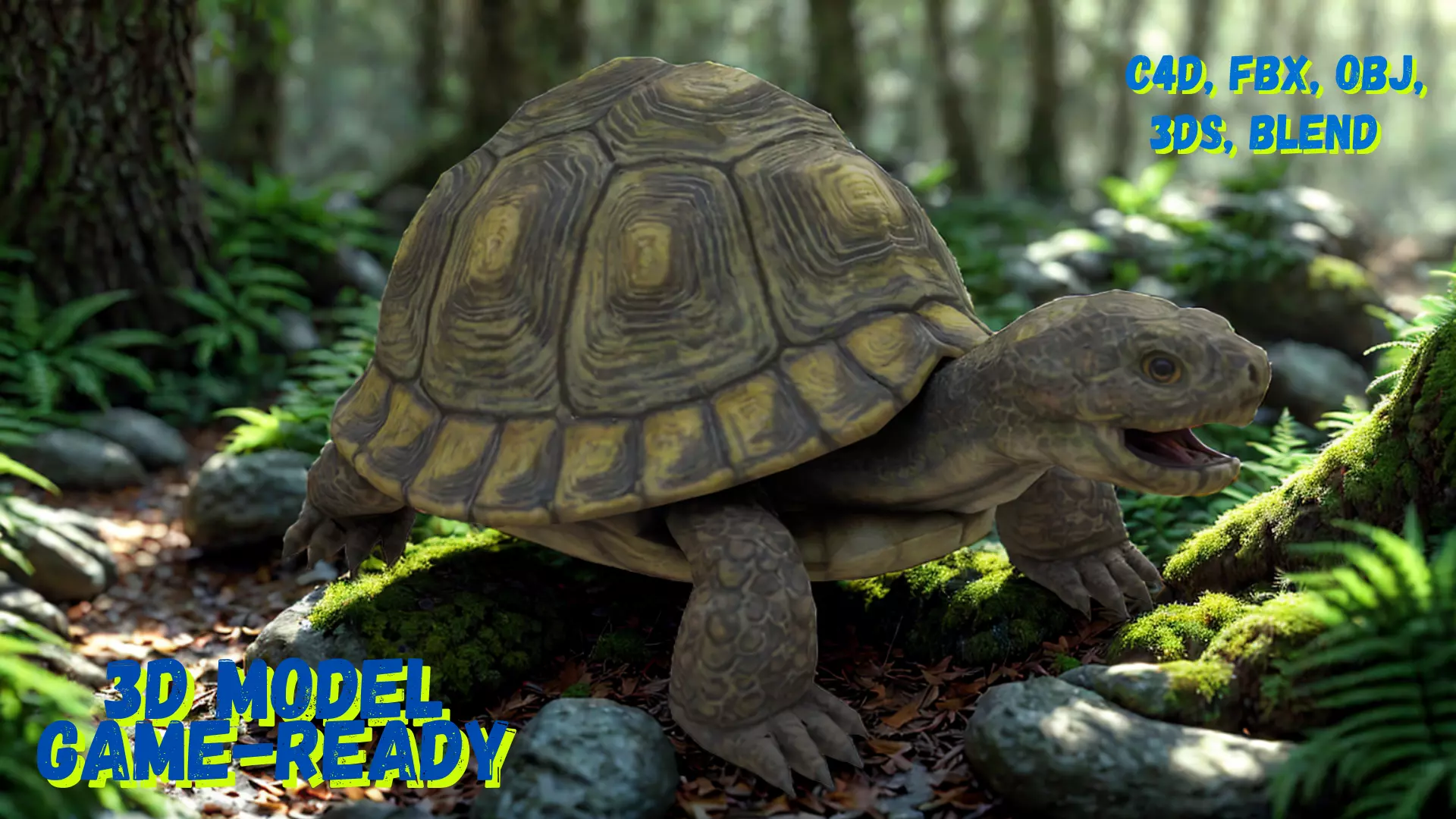 Realistic Tortoise 3D Model Game Ready Low Poly PBR Textured Low-poly 3D model