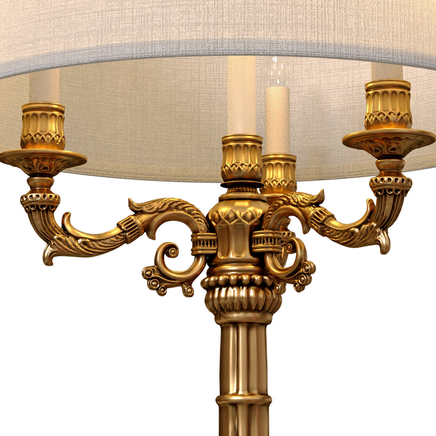 Jonathan lighting Gold Classical European traditional Floor lamp 3D model_4
